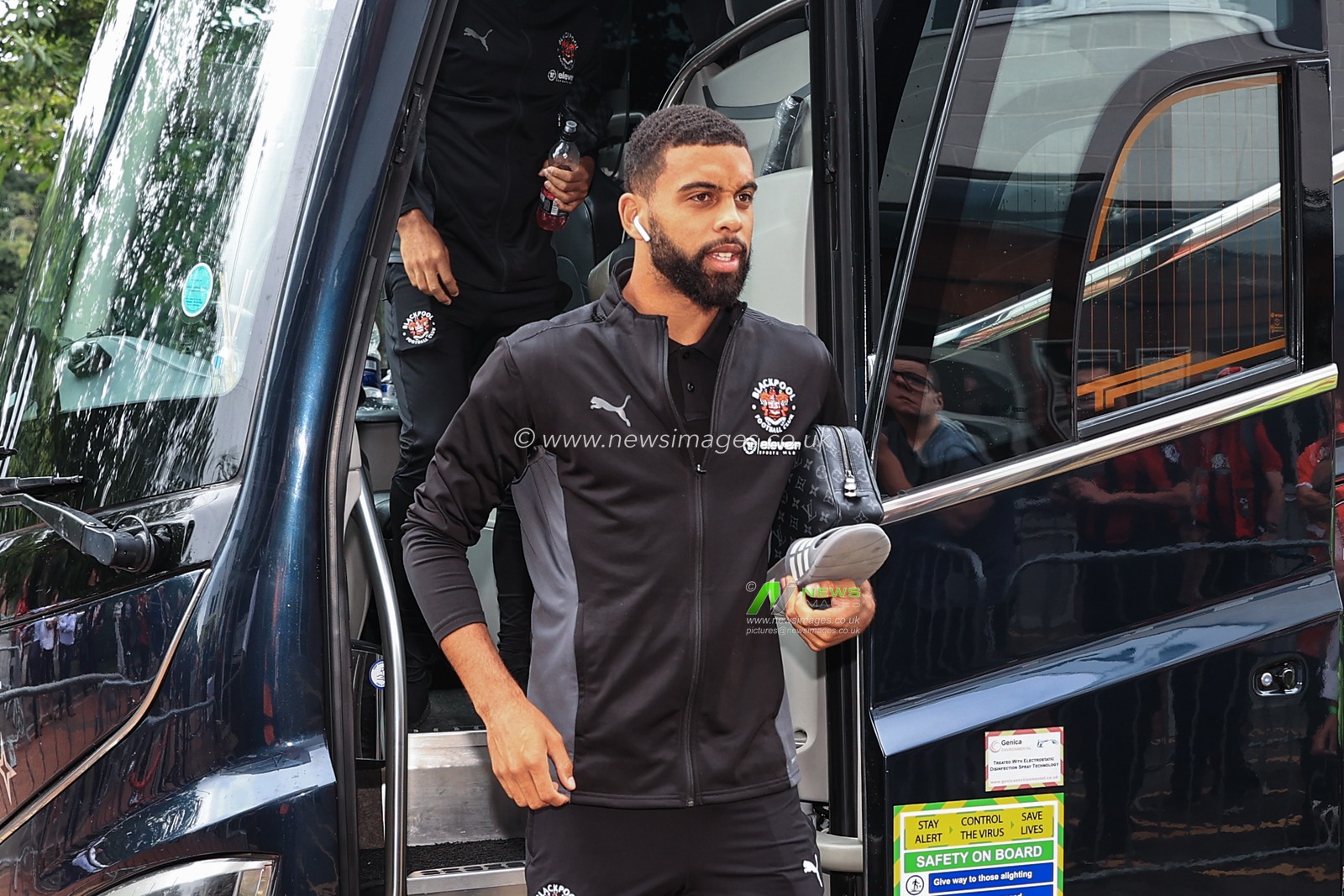 Cj Hamilton #22 of Blackpool arrives at the Vitality Stadium