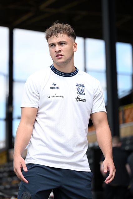 Cai Taylor-Wray of Warrington Wolves looks on prior to the Betfred Super League round 21 match Castleford Tigers vs Warrington Wolves at OneBore Stadium, Castleford, Untied Kingdom on 01 August 2026

(Photo by Ben Roberts/News Images)
