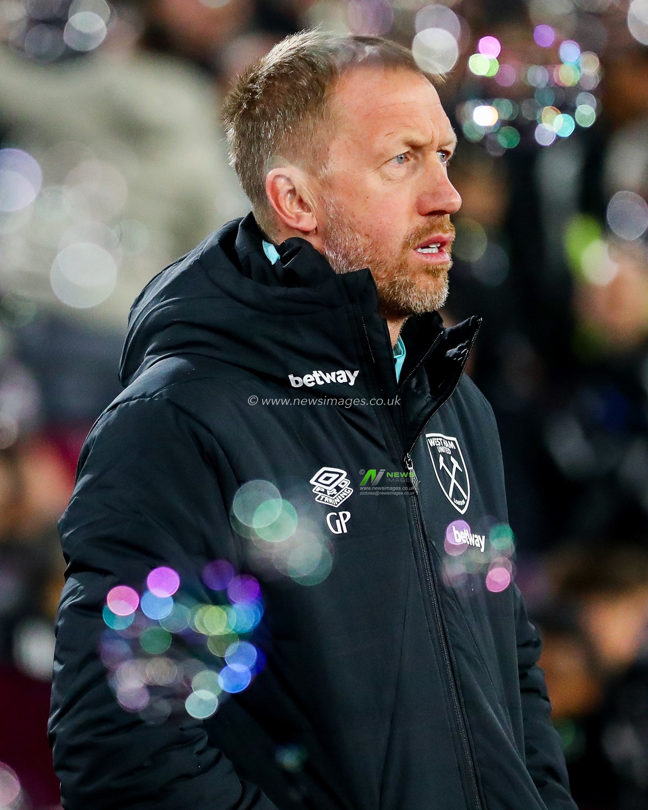 Graham Potter of West Ham United looks on prior to the Premier League match West Ham United vs Fulham at London Stadium, London, United Kingdom, 14th January 2025

(Photo by Izzy Poles/News Images)