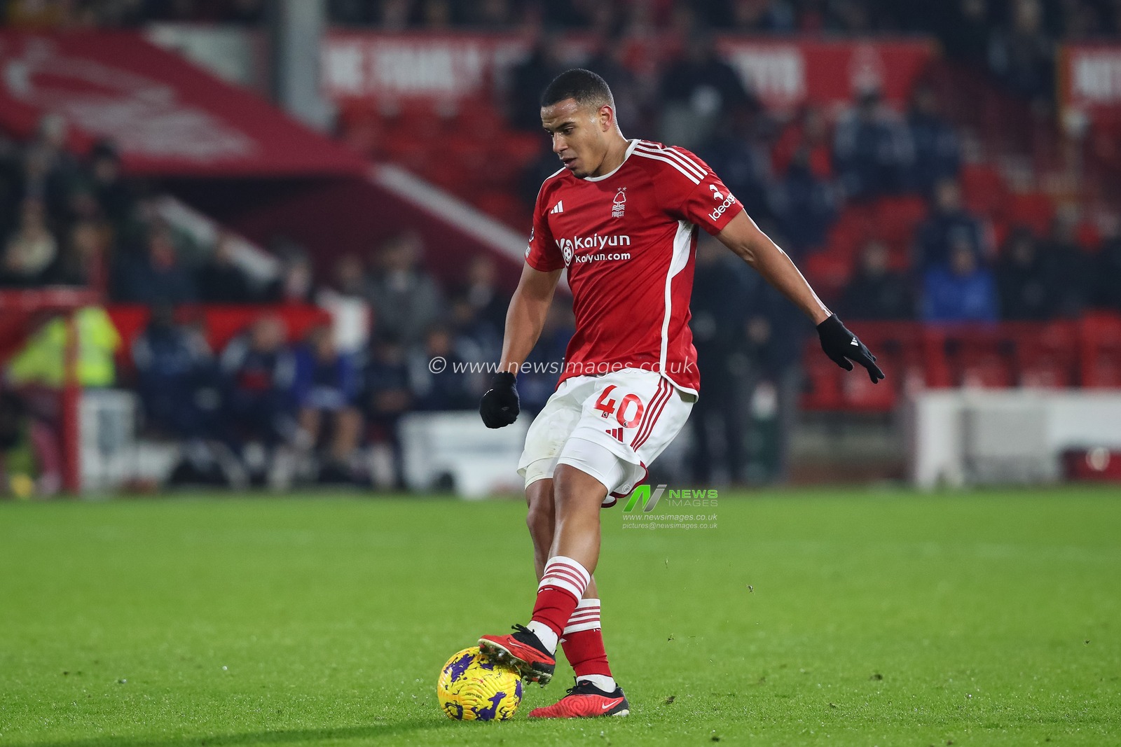 Murillo #40 of Nottingham Forest with the ball during the Premier League match Nottingham Forest vs Everton at City Ground, Nottingham, United Kingdom, 2nd December 2023

(Photo by Gareth Evans/News Images)