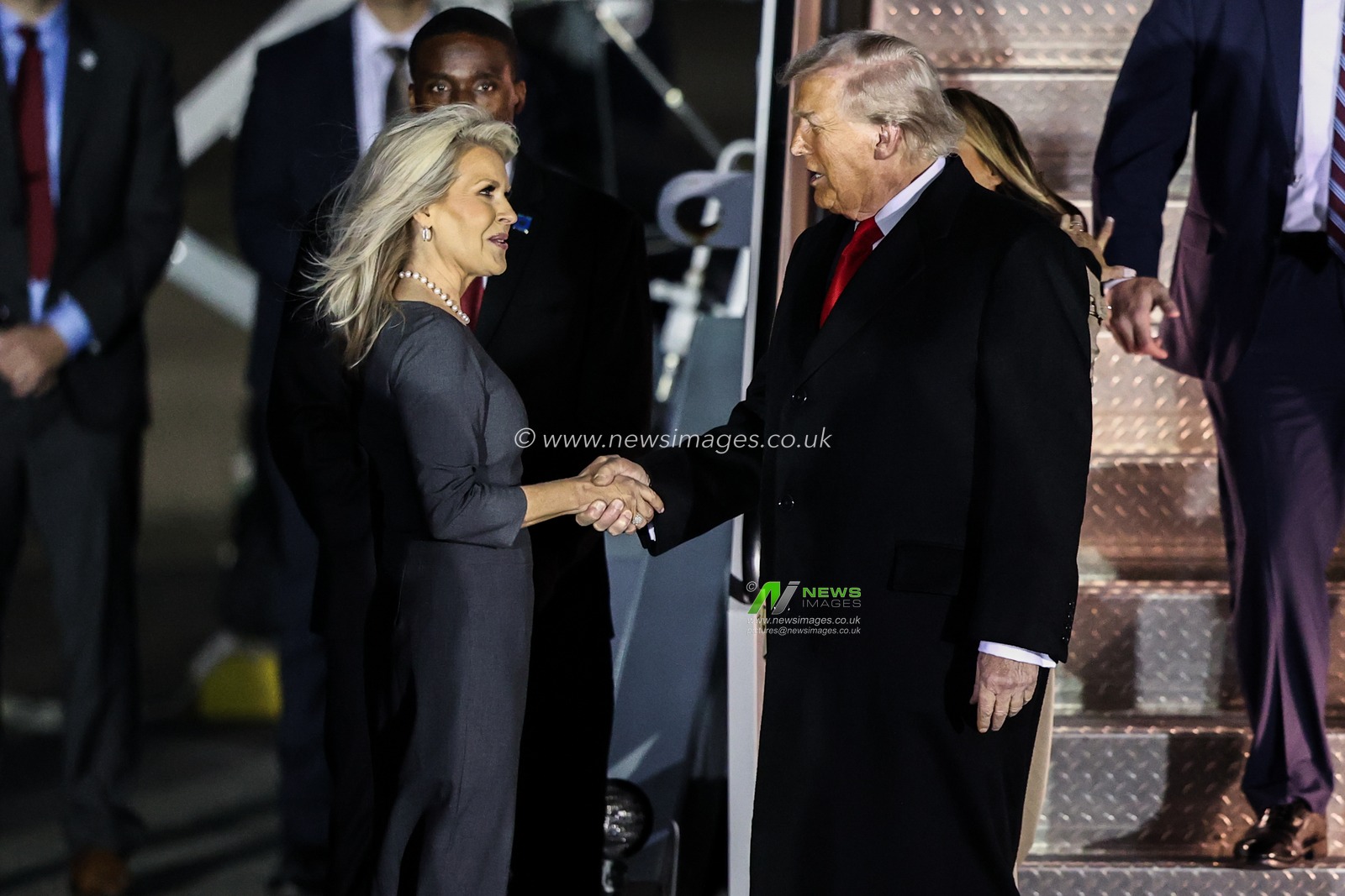 President Donald Trump and First Lady Melania Trump depart the Air Force one during the US President Donald Trump's state visit to the United Kingdom at London Stansted Airport, Stansted, United Kingdom, 16th September 2025

(Photo by Alfie Cosgrove/News Images)