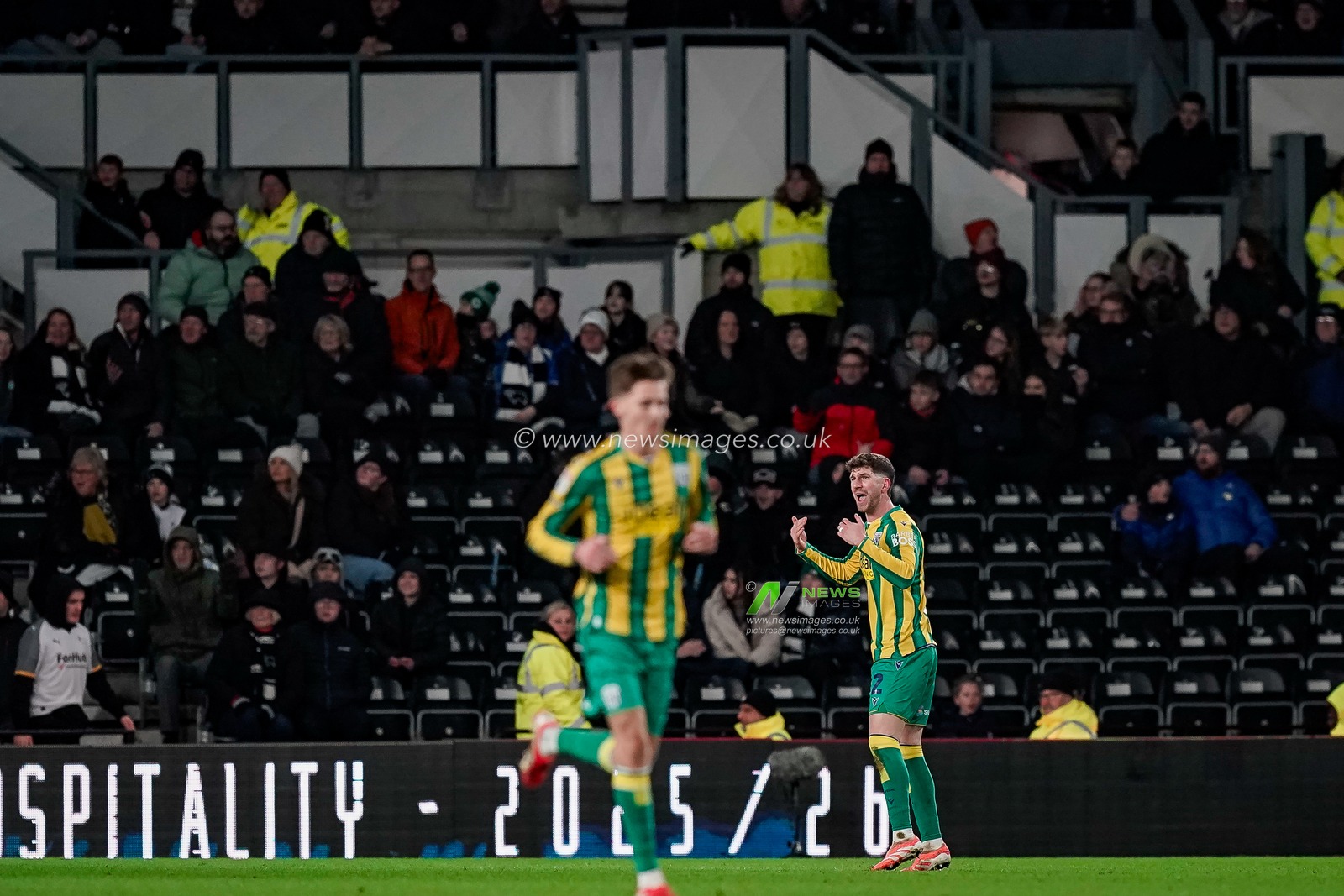 Chris Mepham of West Bromwich Albion celebrates his goal to make it  1-1 during the Sky Bet Championship match Derby County vs West Bromwich Albion at Pride Park Stadium, Derby, United Kingdom on 23 January 2026

(Photo by Maynard Manyowa/News Images)