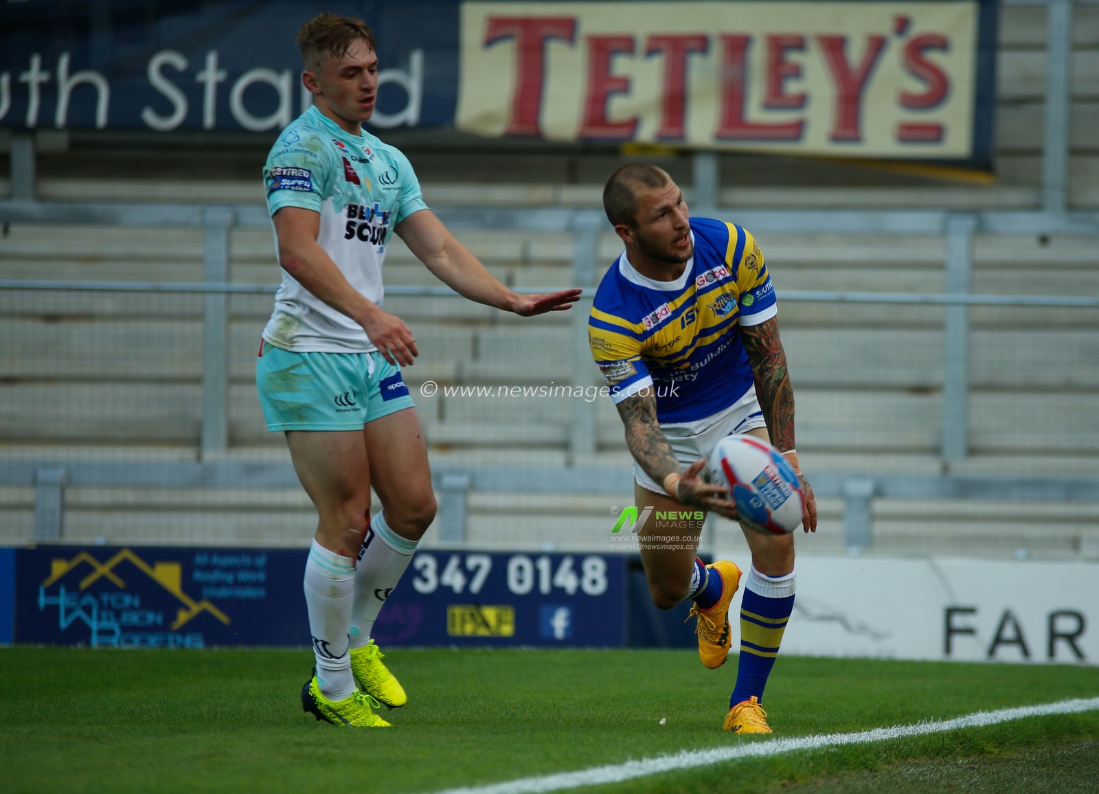 20th July 2018 , Emerald Headingley Stadium, Leeds, England; Betfred Super League, Leeds Rhinos v Widnes Vikings; Luke Briscoe of Leeds Rhinos celebrates scoring the 2nd try of the game.