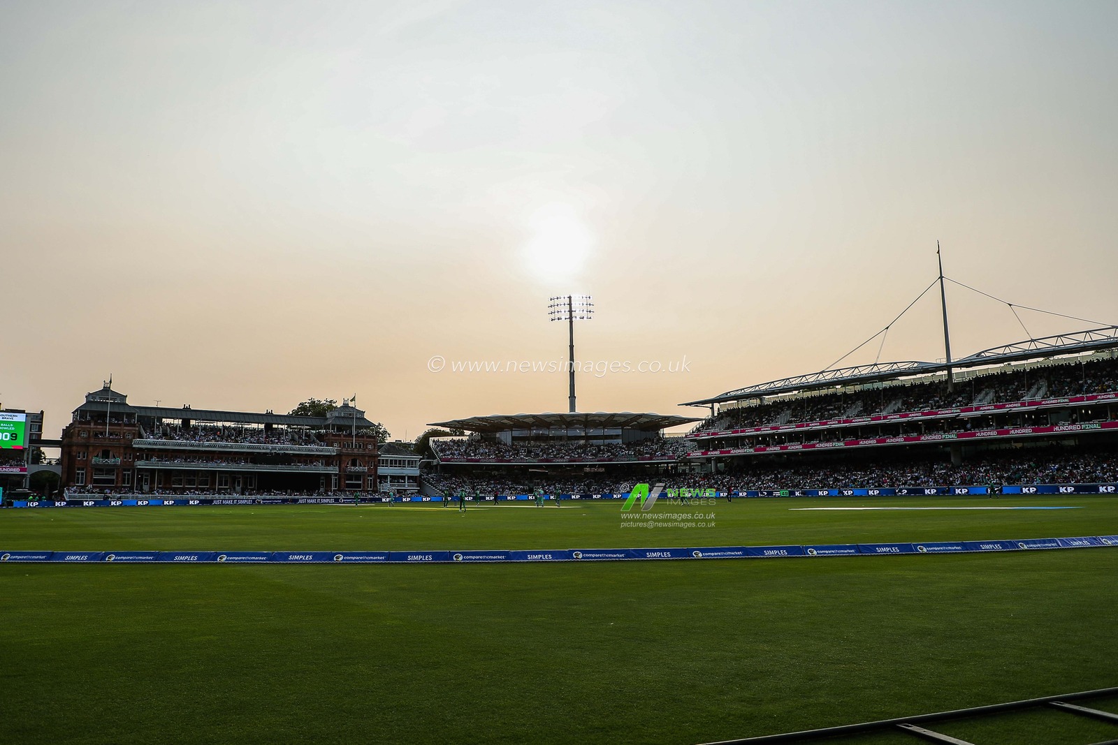 The sun sets over Lords Cricket Ground during the The Hundred match Oval Invincibles vs Southern Brave at The Kia Oval, London, United Kingdom, 8th August 2024

(Photo by Izzy Poles/News Images)