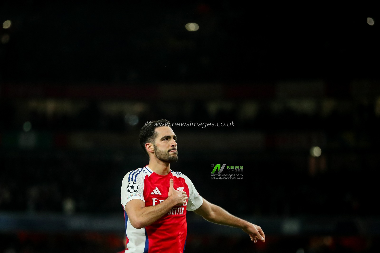 Mikel Merino of Arsenal celebrates his goal to make it 3-0 during the UEFA Champions League Quarter-finals match Arsenal vs Real Madrid at Emirates Stadium, London, United Kingdom, 8th April 2025

(Photo by Izzy Poles/News Images)