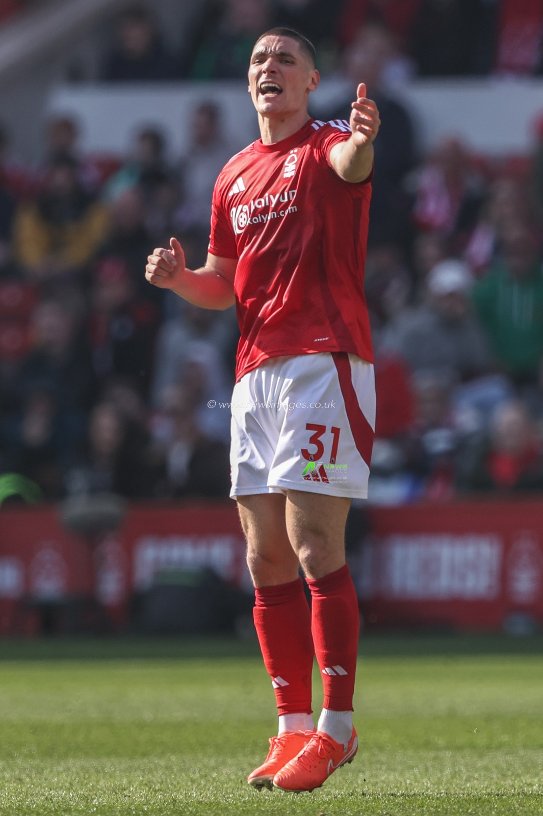 Nikola MilenkoviÄ‡ of Nottingham Forest during the Premier League match Nottingham Forest vs Manchester City at City Ground, Nottingham, United Kingdom, 8th March 2025

(Photo by Alfie Cosgrove/News Images)