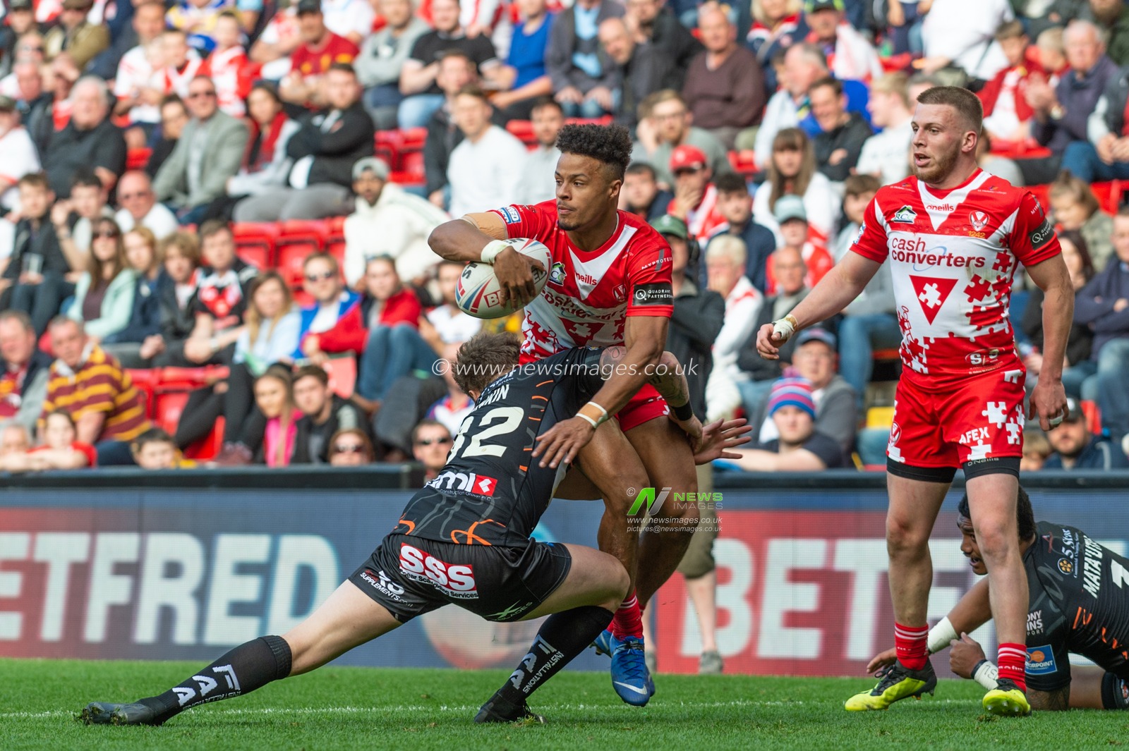 26th May 2019 , Anfield Stadium, Liverpool, England; Dacia Magic Weekend, Betfred Super League Round 16, St helens vs Castleford Tigers ; Regan Grace of St Helens 

Credit: Richard Long/News Images