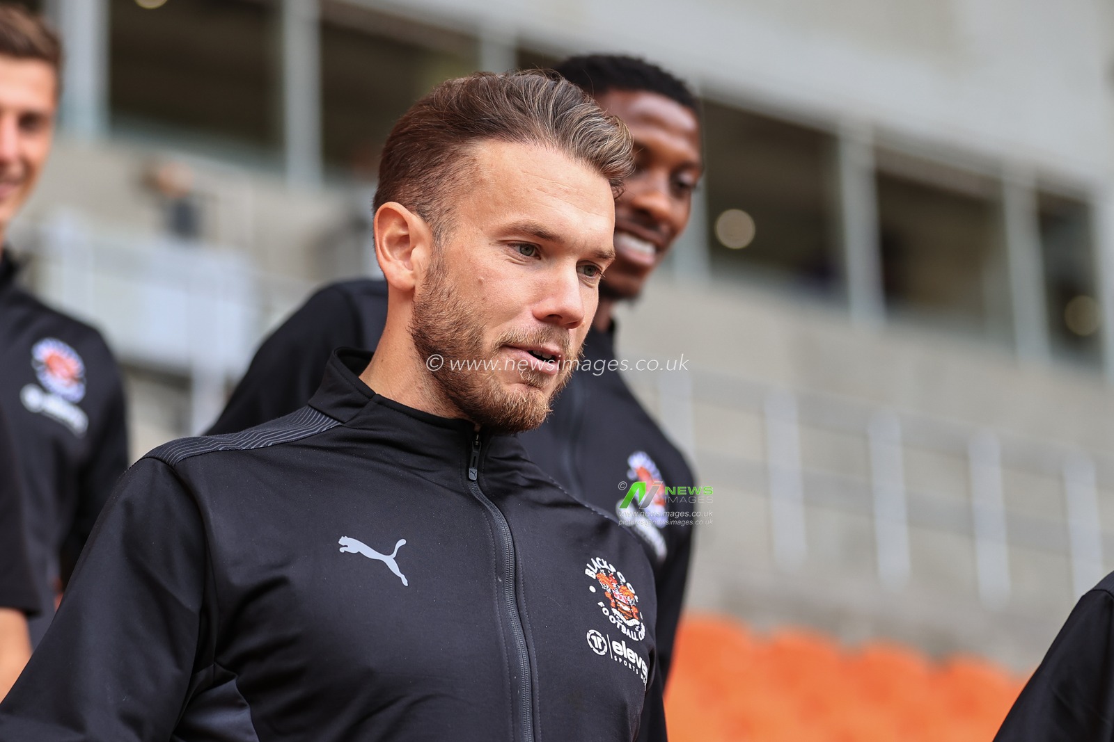Chris Maxwell #1 of Blackpool arrives at Bloomfield Road