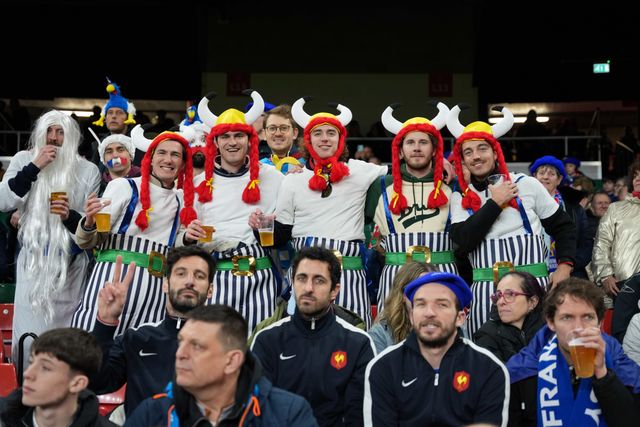 French fans during the Guinness Six Nations match Wales vs France at Principality Stadium, Cardiff, United Kingdom, 15th February 2026

(Photo by Andrew Lewis/News Images)