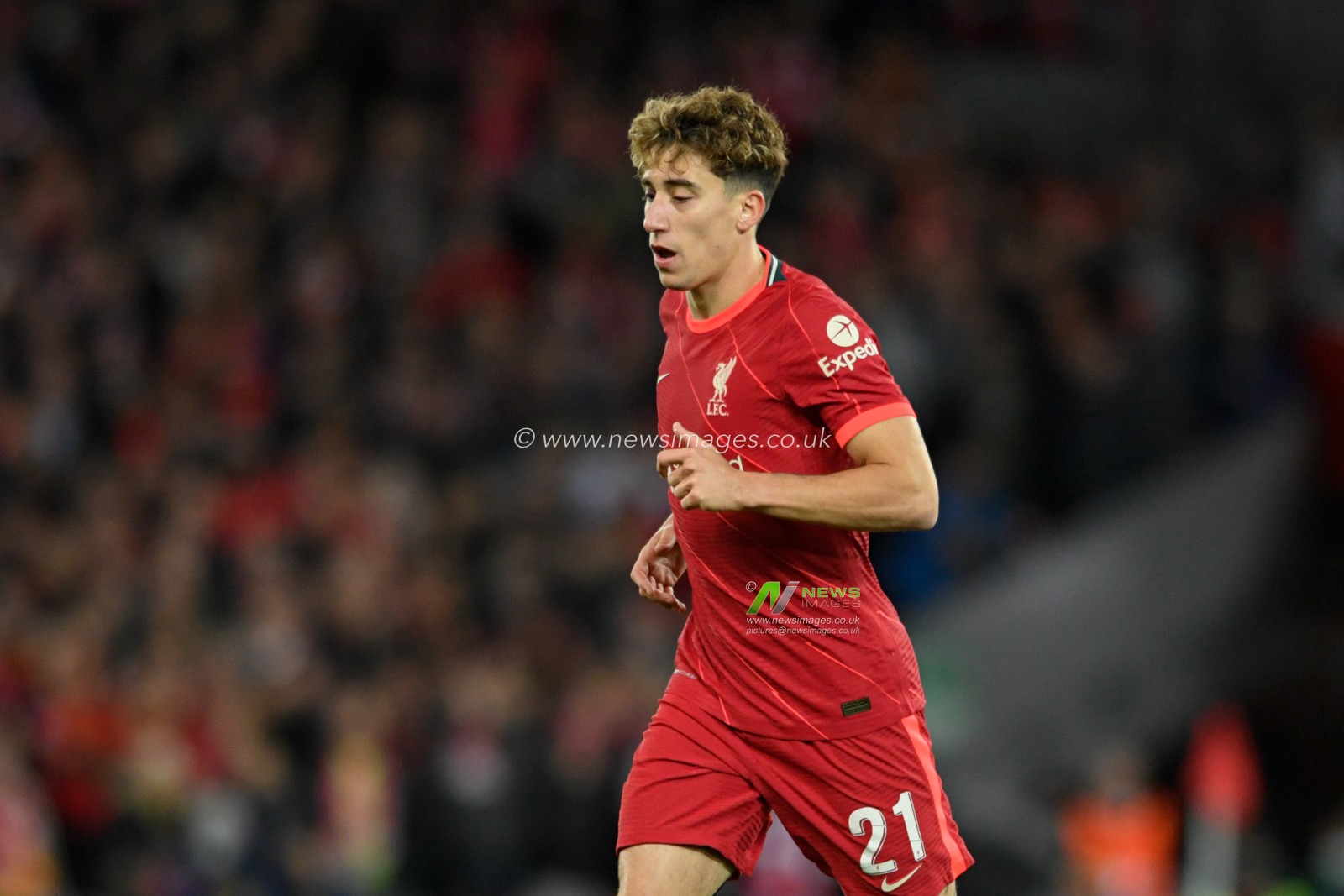 Kostas Tsimikas #21 of Liverpool runs during the game