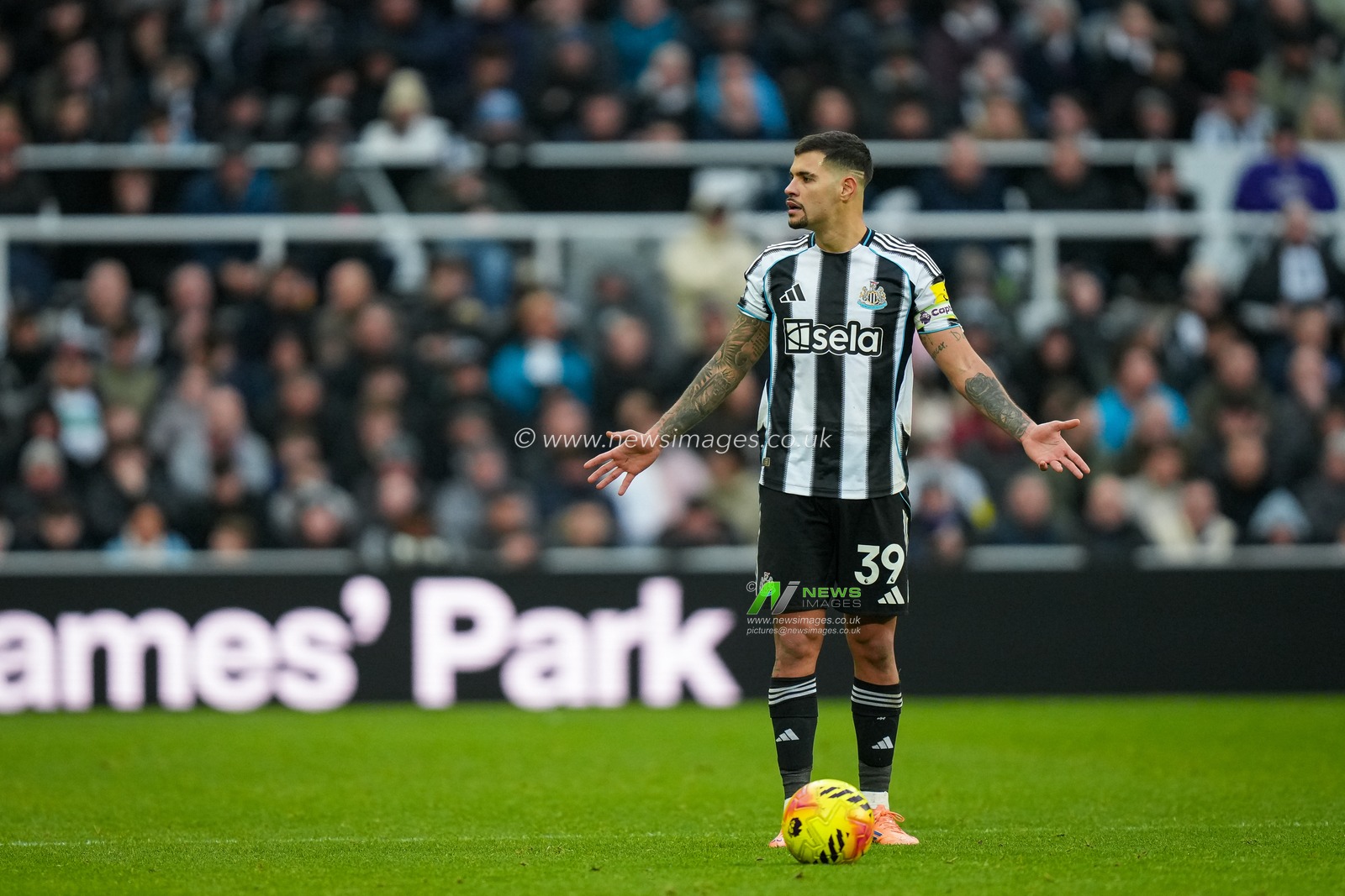 Bruno Guimaraes of Newcastle United during the Premier League match Newcastle United vs Chelsea at St. James's Park, Newcastle, United Kingdom, 20th December 2025

(Photo by Maynard Manyowa/News Images)

*** GER AUT SUI OUT ***