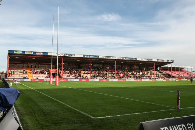 A general view of Sewell Group Craven Park ahead of the Betfred Super League Semi Final 2 match Hull KR vs St Helens at Sewell Group Craven Park, Kingston upon Hull, United Kingdom, 3rd October 2025

(Photo by Alfie Cosgrove/News Images)
