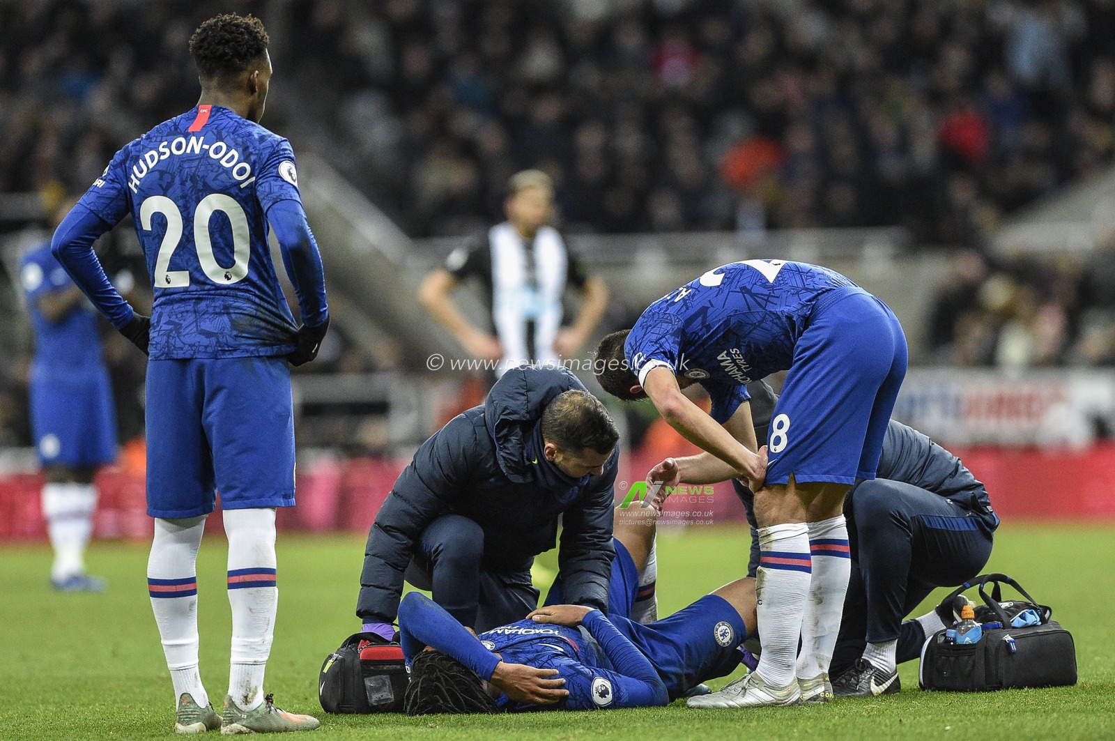 18th January 2020, St. James's Park, Newcastle, England; Premier League, Newcastle United v Chelsea : Reece James (24) of Chelsea receives treatment

Credit: Iam Burn/News Images