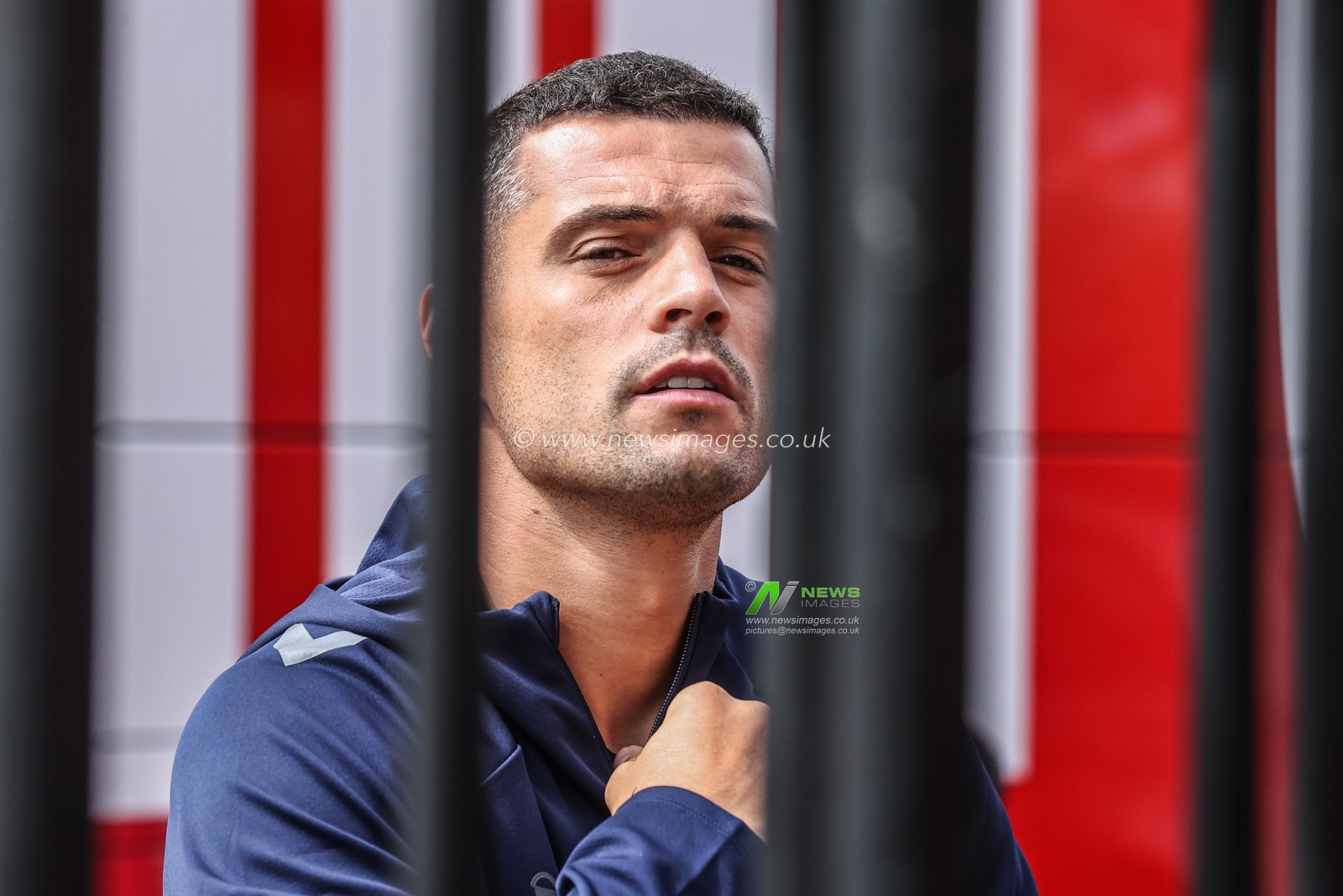 Granit Xhaka of Sunderland arrives during the Premier League match Sunderland vs West Ham United at Stadium Of Light, Sunderland, United Kingdom, 16th August 2025

(Photo by Alfie Cosgrove/News Images)
