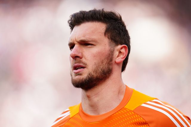Leeds United goalkeeper Lucas Perri during the Emirates FA Cup Quarter-Final match West Ham United vs Leeds United at London Stadium, London, United Kingdom on 04 April 2026

(Photo by Harvey Murphy/News Images)