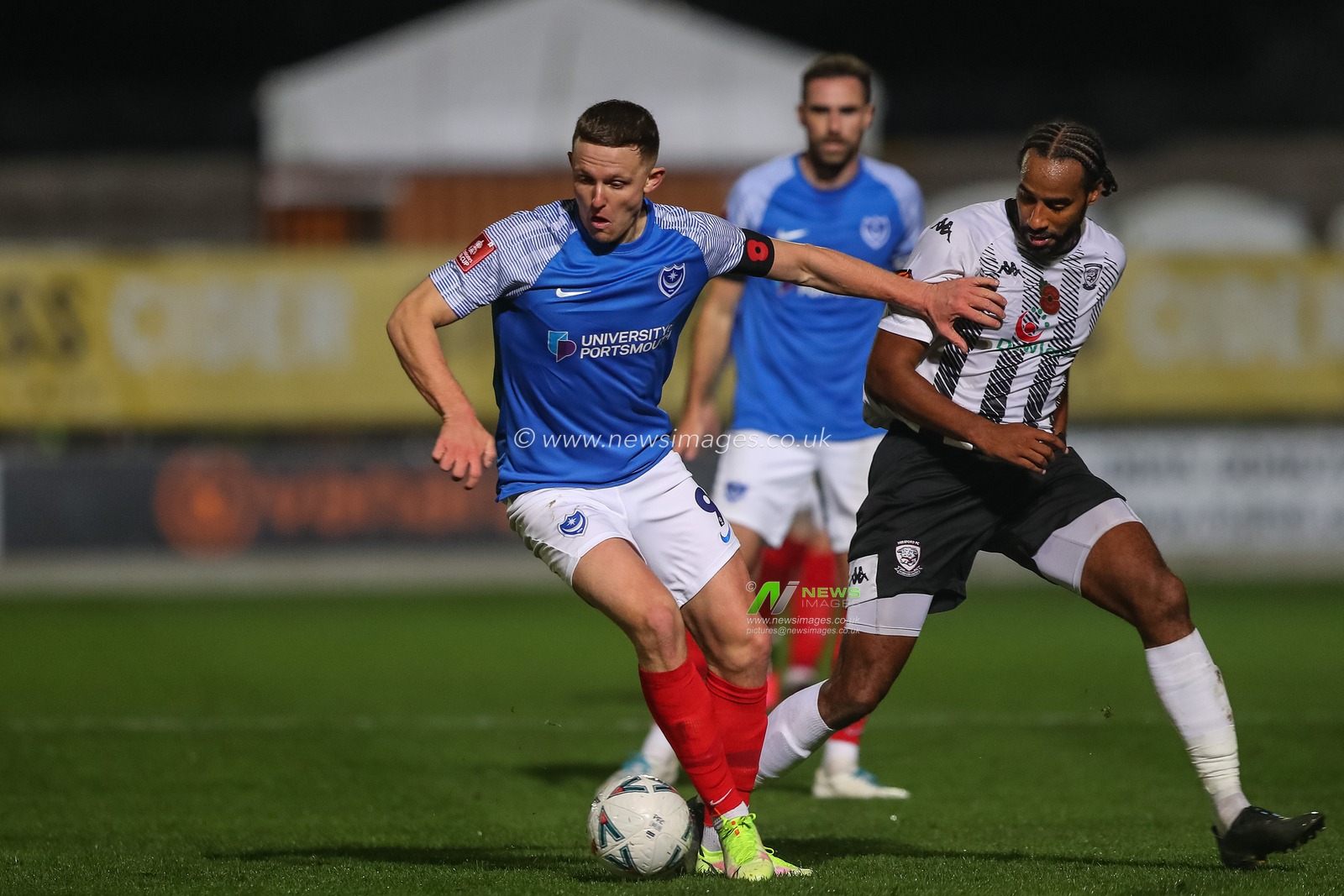 Colby Bishop #9 of Portsmouth in action during the Emirates FA Cup First Round match Hereford FC vs Portsmouth at Edgar Street, Hereford, United Kingdom, 4th November 2022

(Photo by Gareth Evans/News Images)