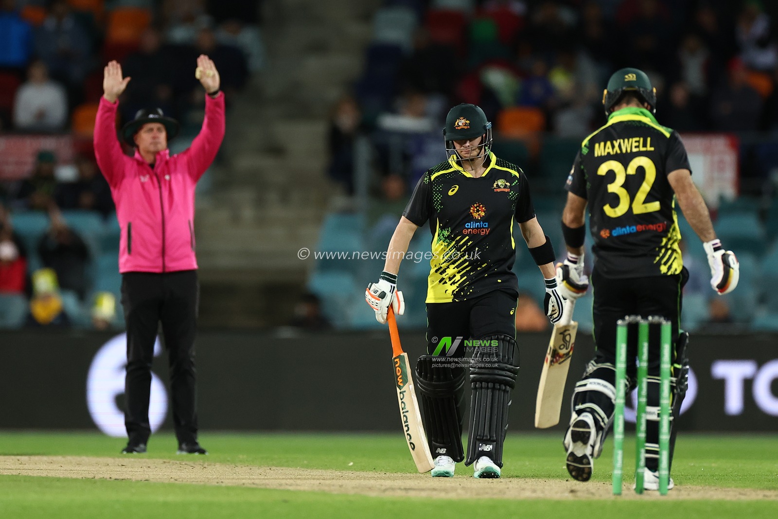 Steve Smith of Australia is seen seen after hitting as 6 during the Dettol T20I Series 3 of 3 Australia vs England at Manuka Oval, Canberra, Australia, 14th October 2022

(Photo by Patrick Hoelscher/News Images)