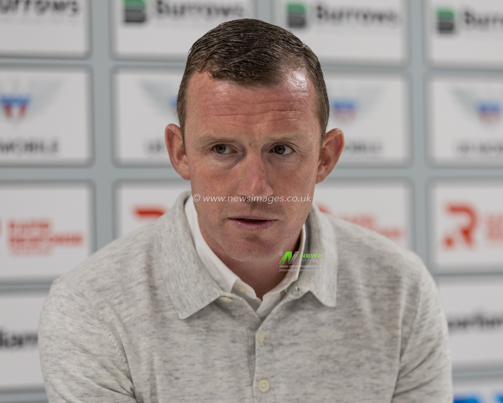 Neill Collins Head coach of Barnsley in the post match press conference during the Carabao Cup match Barnsley vs Tranmere Rovers at Oakwell, Barnsley, United Kingdom, 8th August 2023

(Photo by Mark Cosgrove/News Images)
