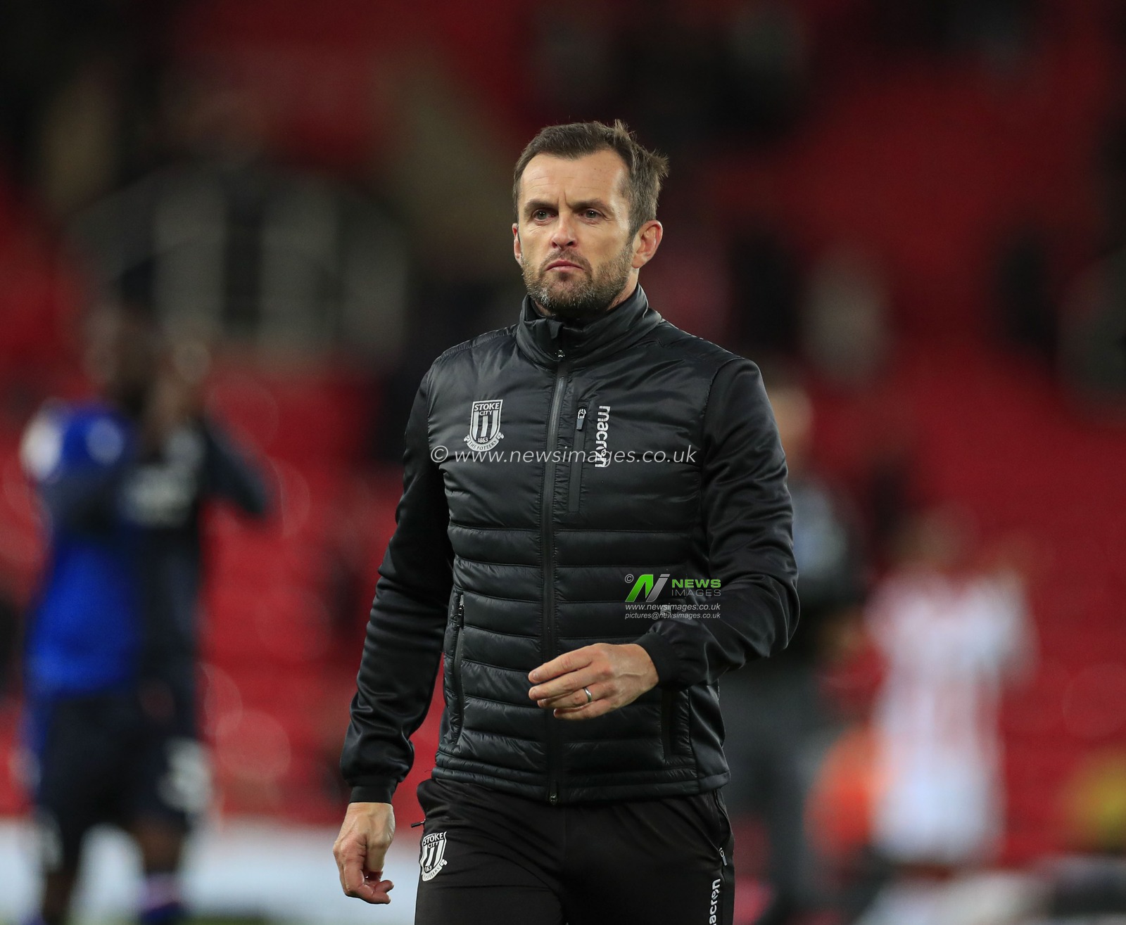 27th September 2019, Bet365 Stadium, Stoke-on-Trent, England; Sky Bet Championship, Stoke City v Nottingham Forest : Stoke City manager Nathan Jones after another defeat for his team

Credit: Conor Molloy/News Images