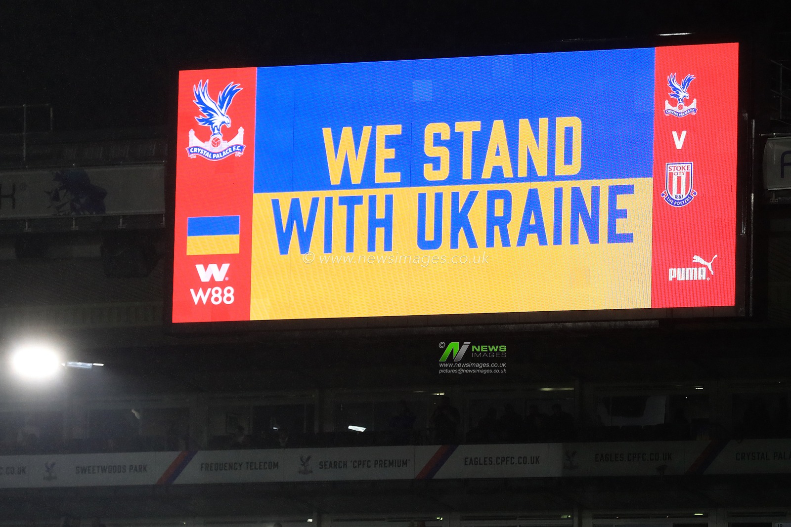Crystal Palace shows itâ€™s support for The Ukraine in light off the ongoing invasion.