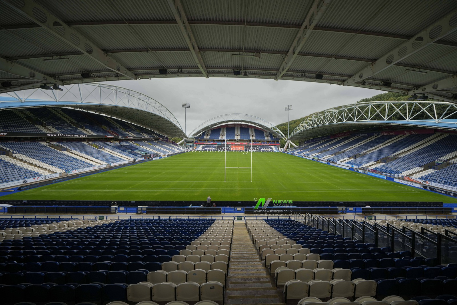 A general view of the John Smiths Stadium before the Betfred Super League Round 23 match Huddersfield Giants vs Leeds Rhinos at John Smith's Stadium, Huddersfield, United Kingdom, 27th August 2023

(Photo by Steve Flynn/News Images)