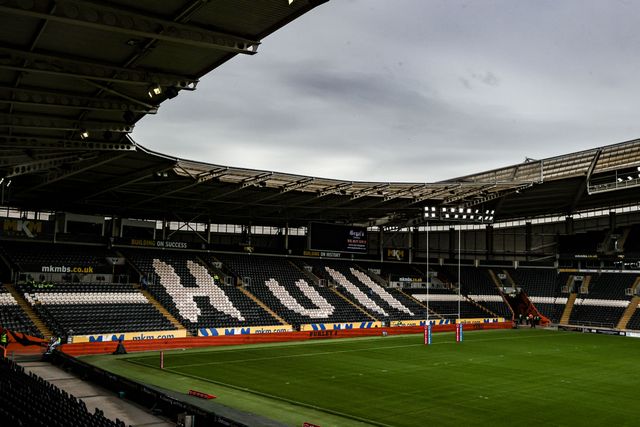 A general view of MKM Stadium ahead of the Betfred Super League round 25 match Hull FC vs Warrington Wolves at MKM Stadium, Hull, United Kingdom on 29 August 2026

(Photo by Alfie Cosgrove/News Images)
