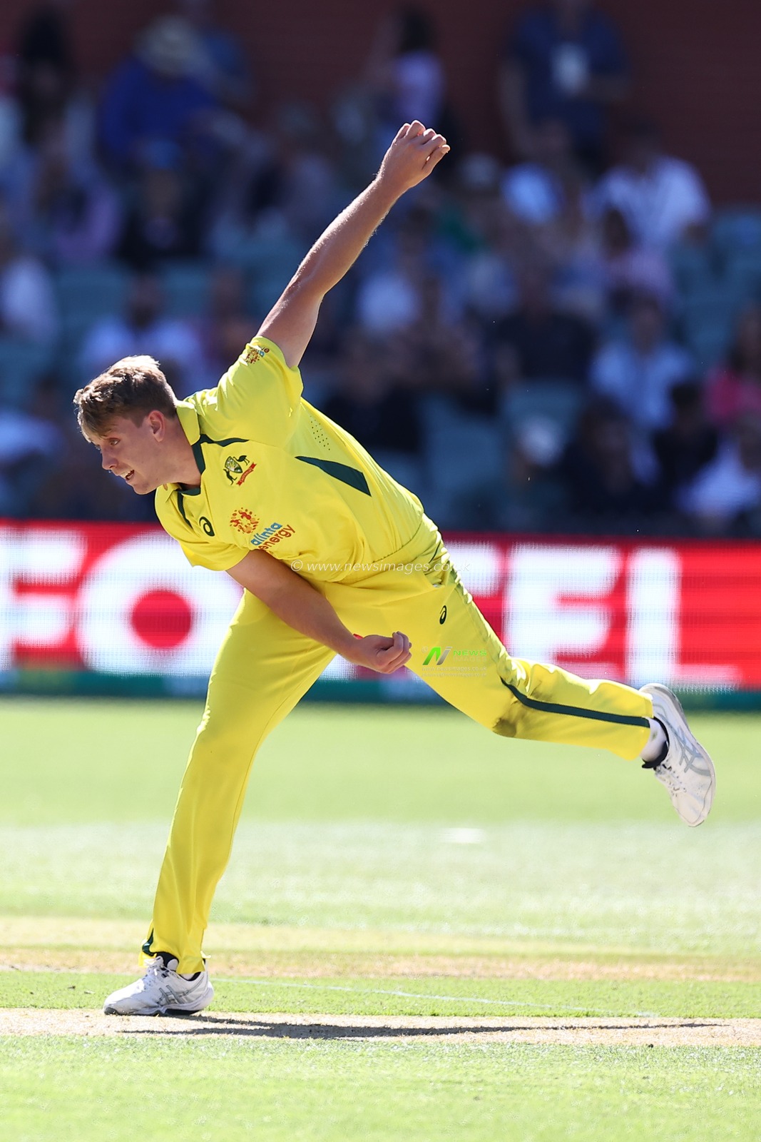 Cameron Green of Australia bowls during the Dettol ODI Series match Australia vs England at Adelaide Oval, Adelaide, Australia, 17th November 2022

(Photo by Patrick Hoelscher/News Images)