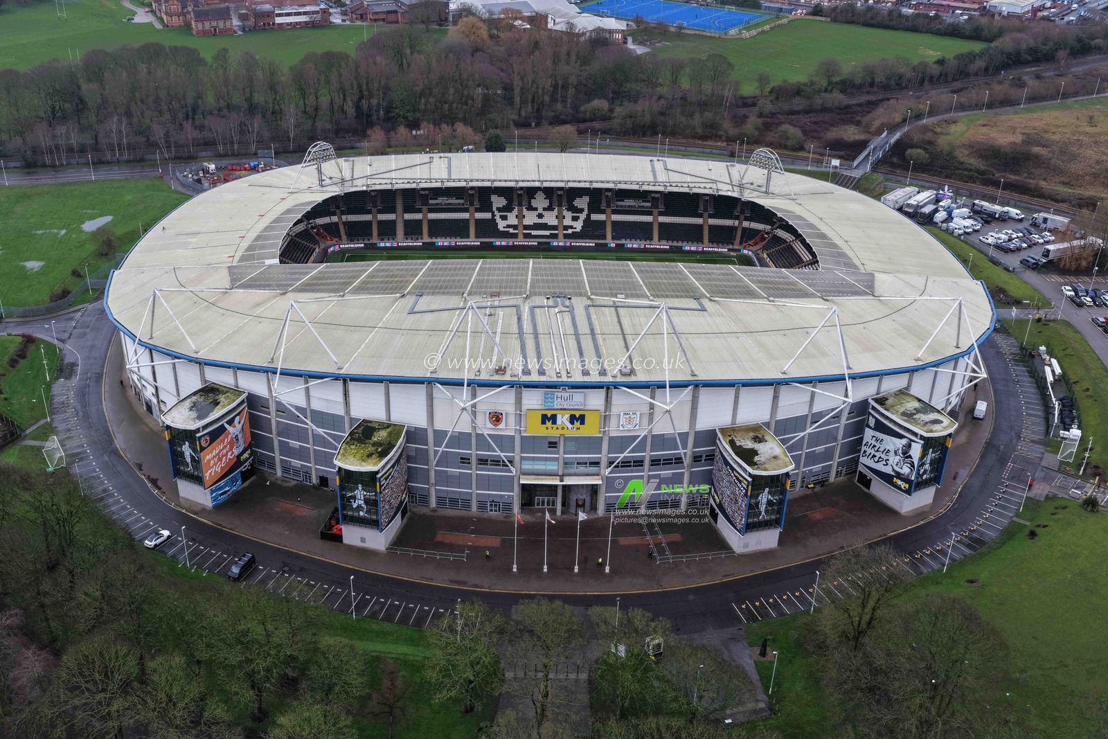 An aerial view of of the MKM Stadium during the Emirates FA Cup 4th Round match Hull City vs Chelsea at MKM Stadium, Hull, United Kingdom on 13 February 2026

(Photo by Mark Cosgrove/News Images)