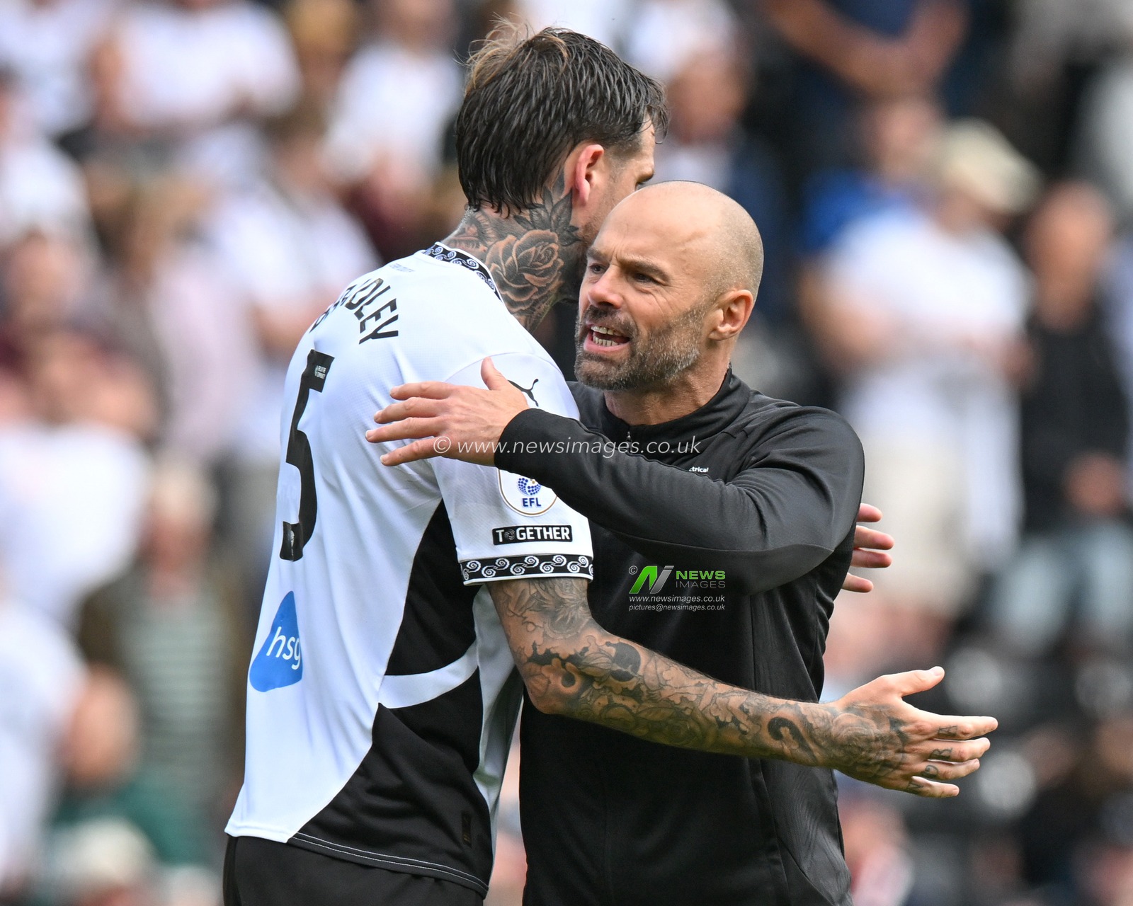 Paul WARNE of Derby County FC (Head Coach / Manager) celebrates winning the match with Sonny BRADLEY of Derby County FC during the Sky Bet Championship match Derby County vs Middlesbrough at Pride Park Stadium, Derby, United Kingdom, 17th August 2024

(Photo by Mark Dunn/News Images)