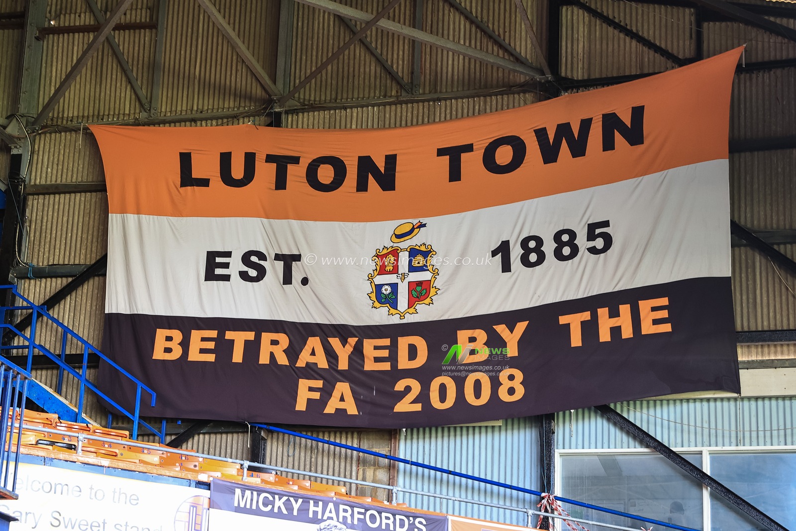 A Luton Town flag at Kenilworth Road,