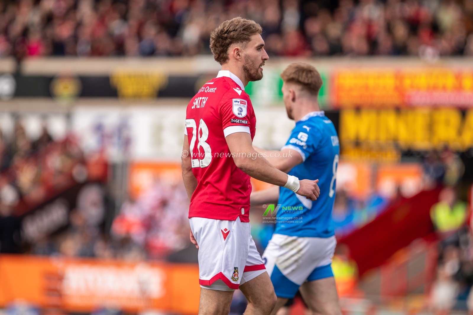 Wrexham's Sam Smith during the Sky Bet League 1 match Wrexham vs Stockport County at SToK Cae Ras, Wrexham, United Kingdom, 22nd March 2025

(Photo by Nik Mesney/News Images)