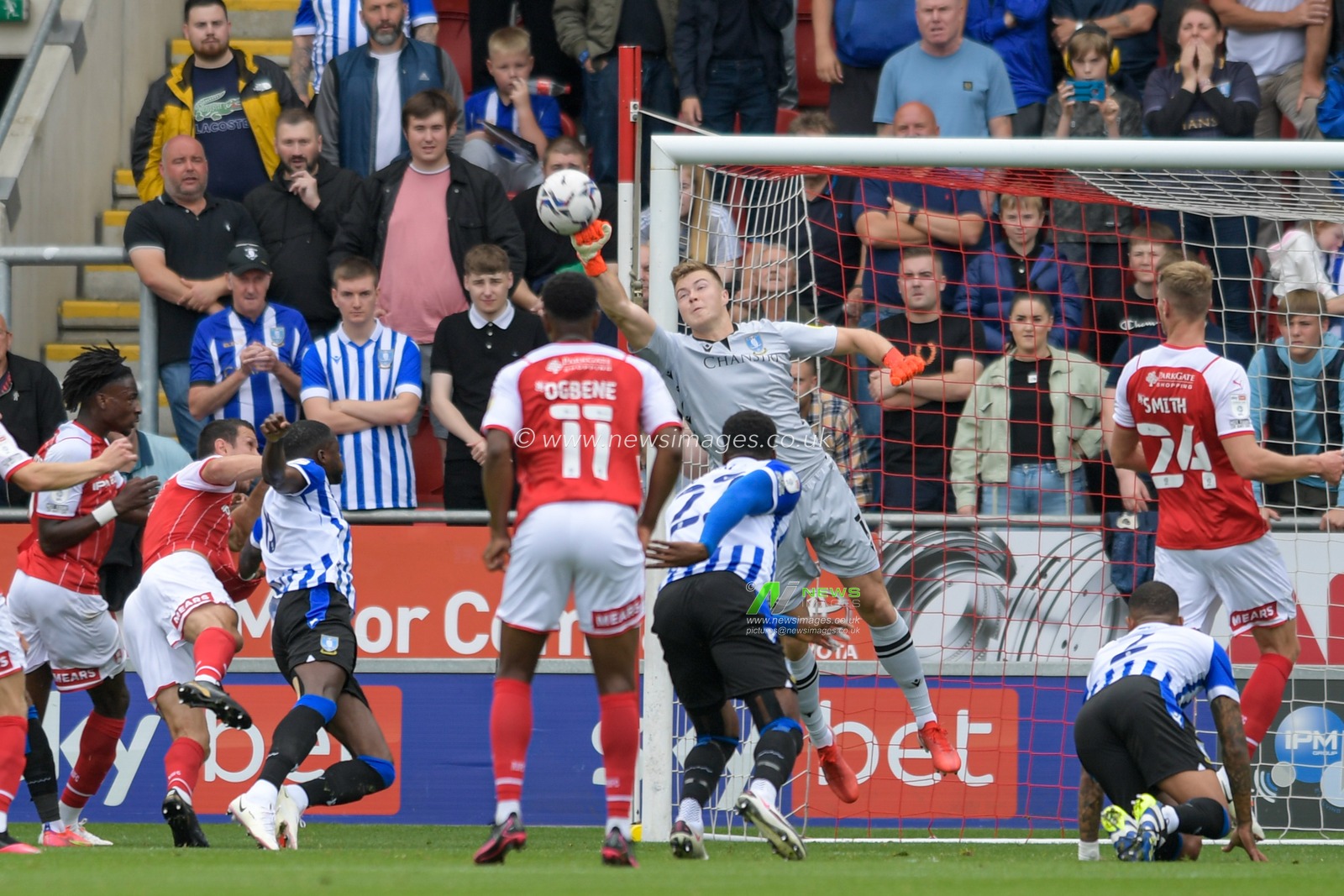 Bailey Peacock-Farrell #1 of Sheffield Wednesday makes a save