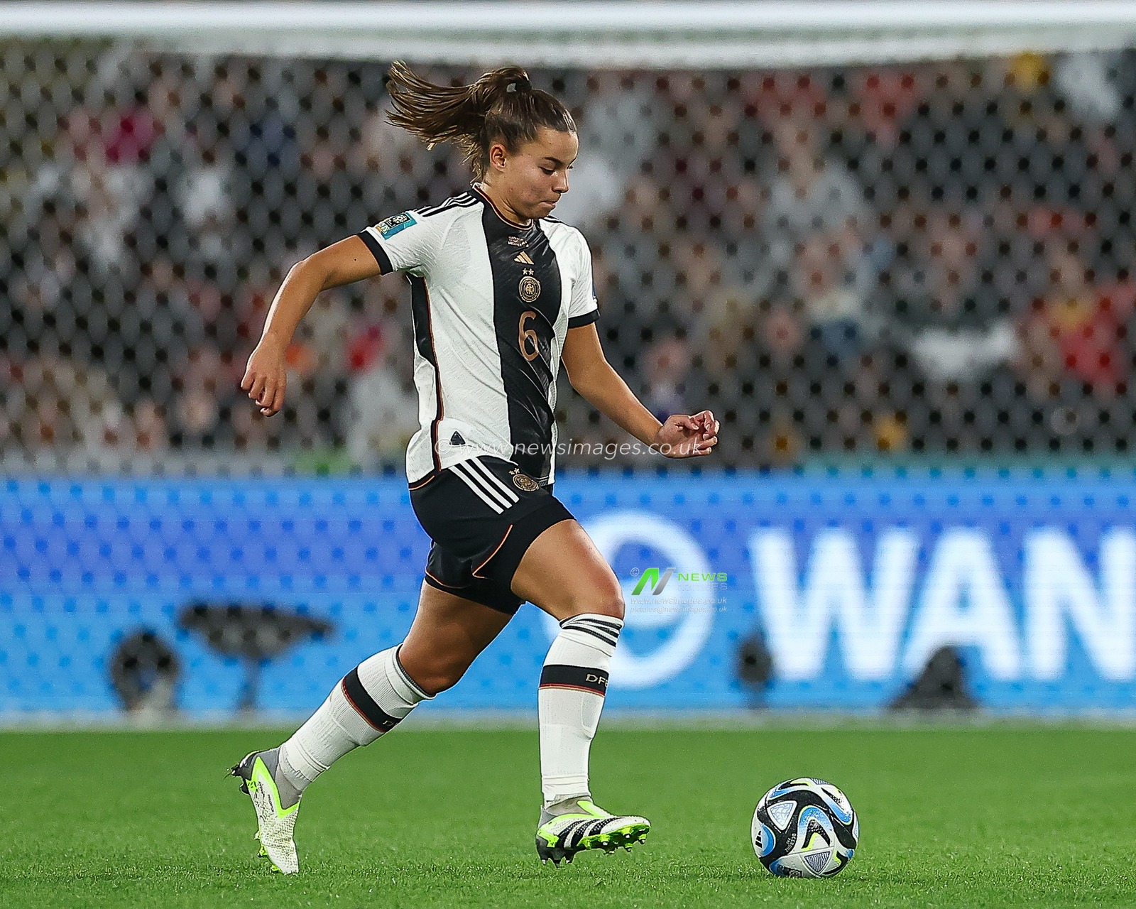 Lena Oberdorf #6 of Germany in action during the FIFA Women's World Cup 2023 Group H South Korea Women vs Germany Women at Adelaide Oval, Adelaide, Australia, 3rd August 2023

(Photo by Patrick Hoelscher/News Images)