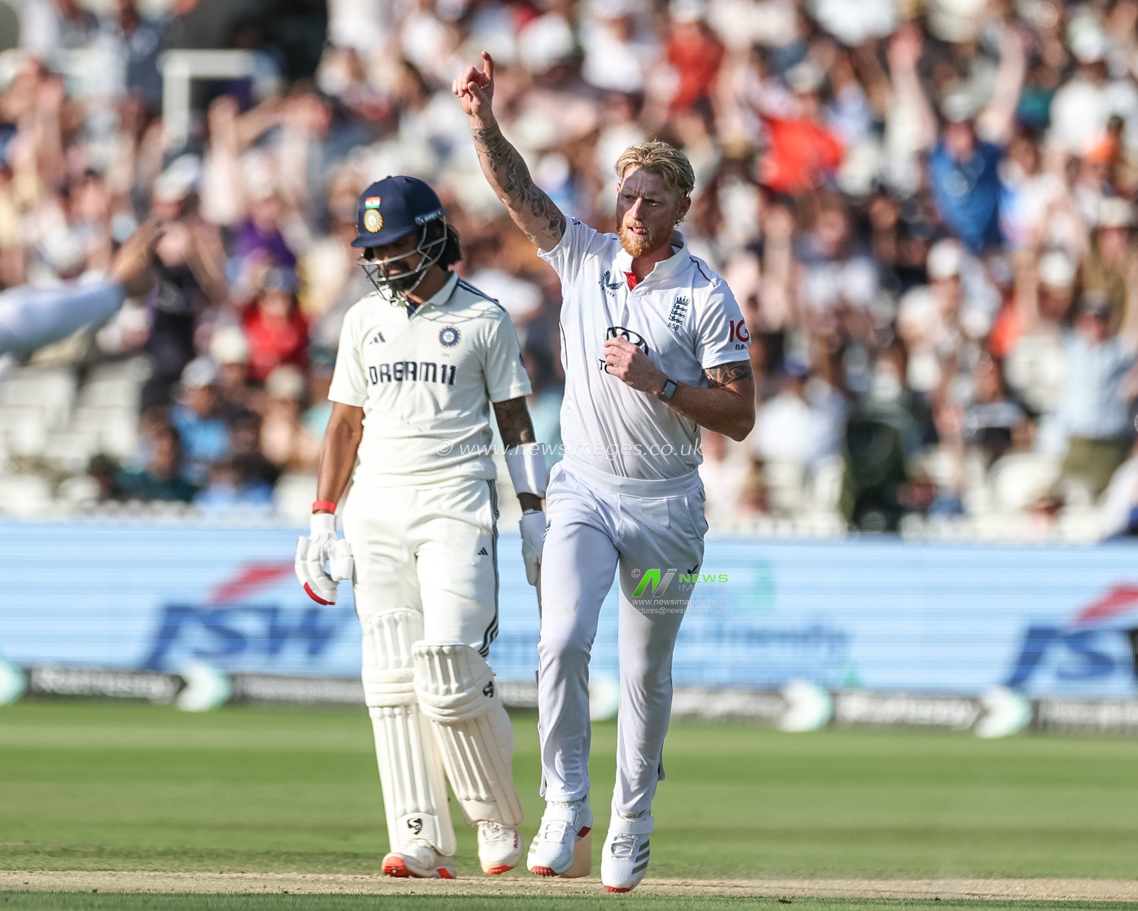 England captain Ben Stokes celebrates the wicket of Akash Deep of India during the 3rd Rothesay Test Match Day 4 England v India at Lords, London, United Kingdom, 13th July 2025

(Photo by Mark Cosgrove/News Images)