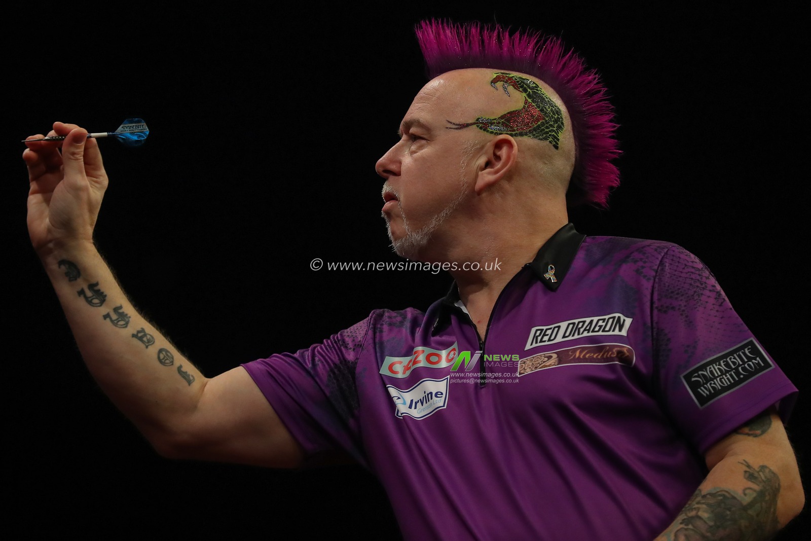 Peter Wright throws a dart during the 2023 Cazoo PDC Premier League Darts Night 10 at Utilita Arena Birmingham, Birmingham, United Kingdom, 6th April 2023

(Photo by Gareth Evans/News Images)