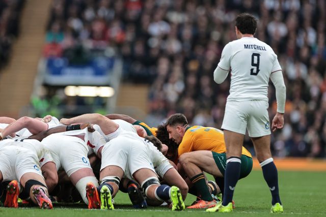 Jake Gordon of Australia feeds the scrum during the Quilter Nations Series 2025 match England vs Australia at Allianz Stadium, Twickenham, United Kingdom, 1st November 2025

(Photo by Mark Cosgrove/News Images)

*** GER AUT SUI OUT ***