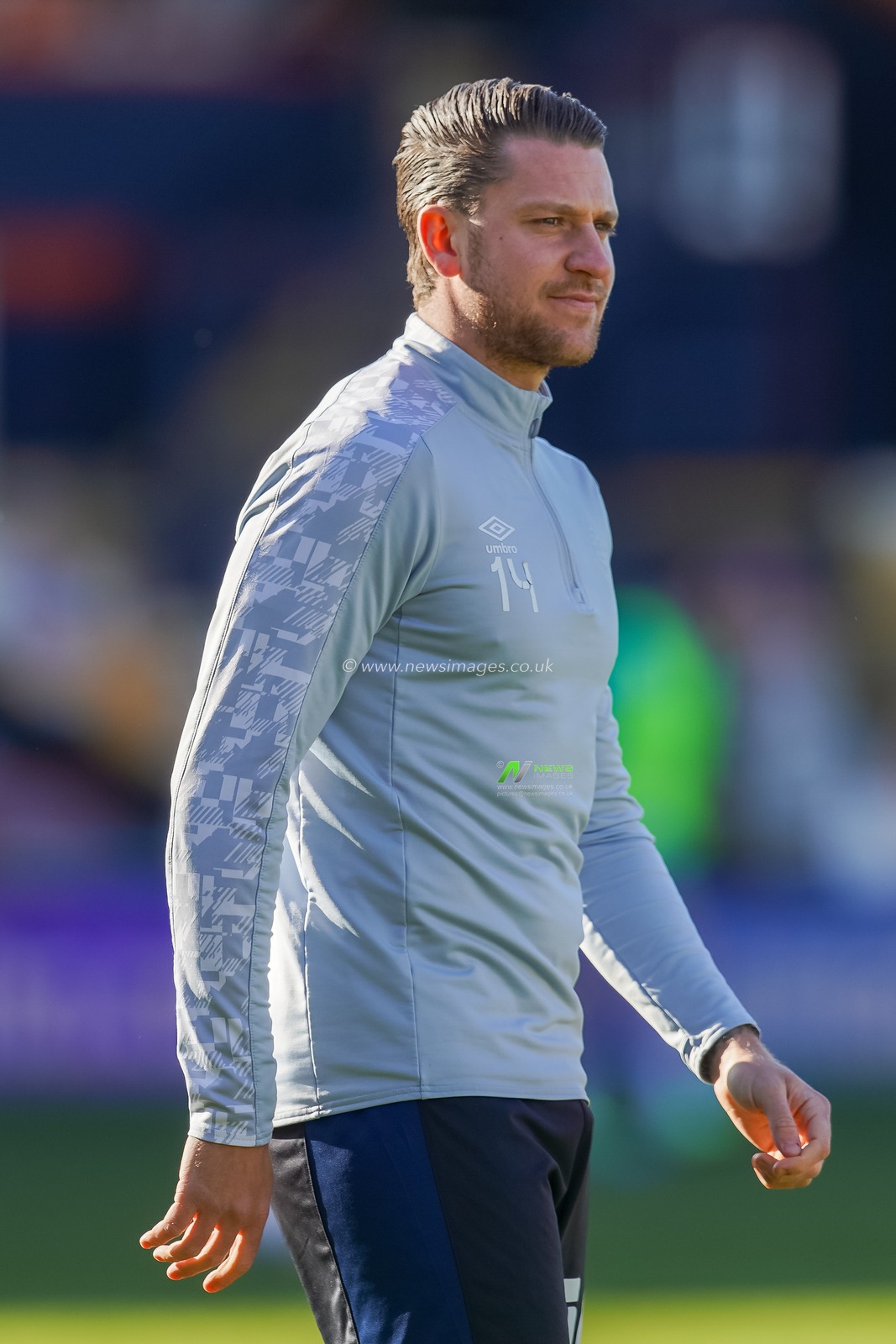 George Moncur #14 of Luton Town during warm up