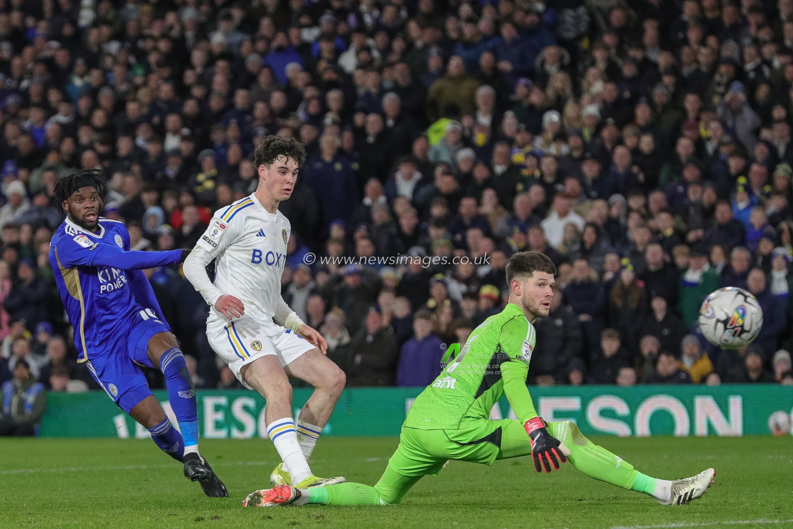 Stephy Mavididi of Leicester City takes a shot but is off target during the Sky Bet Championship match Leeds United vs Leicester City at Elland Road, Leeds, United Kingdom, 23rd February 2024

(Photo by James Heaton/News Images)