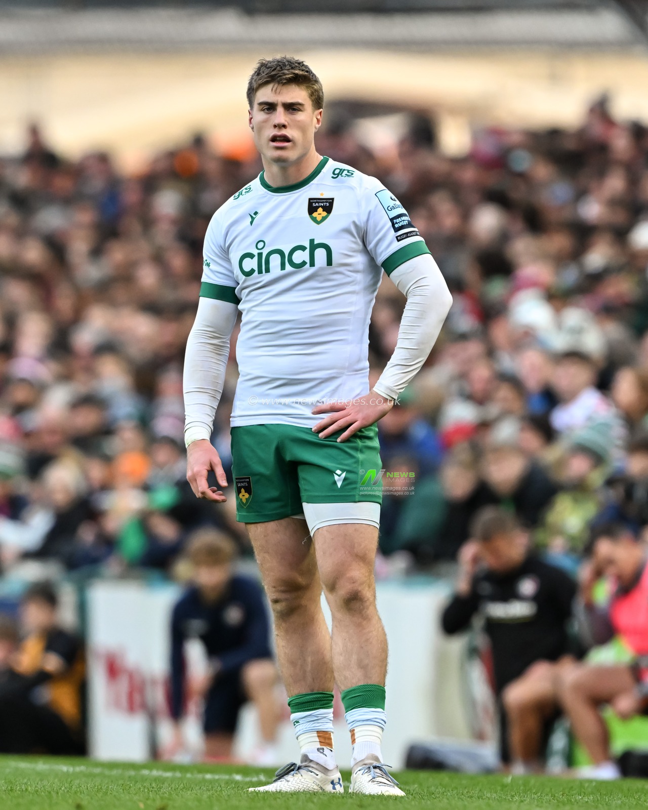 Tommy Freeman of Northampton Saints during the Gallagher Premiership match Leicester Tigers vs Northampton Saints at Mattioli Woods Welford Road Stadium, Leicester, United Kingdom, 12th October 2024

(Photo by Cody Froggatt/News Images)
