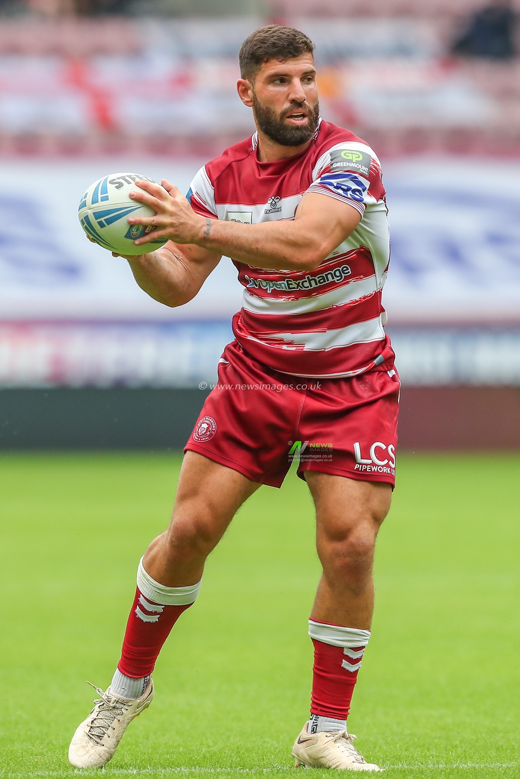 Abbas Miski #23 of Wigan Warriors in action during the Betfred Challenge Cup Quarter-Final match Wigan Warriors vs Warrington Wolves at DW Stadium, Wigan, United Kingdom, 18th June 2023

(Photo by Gareth Evans/News Images)