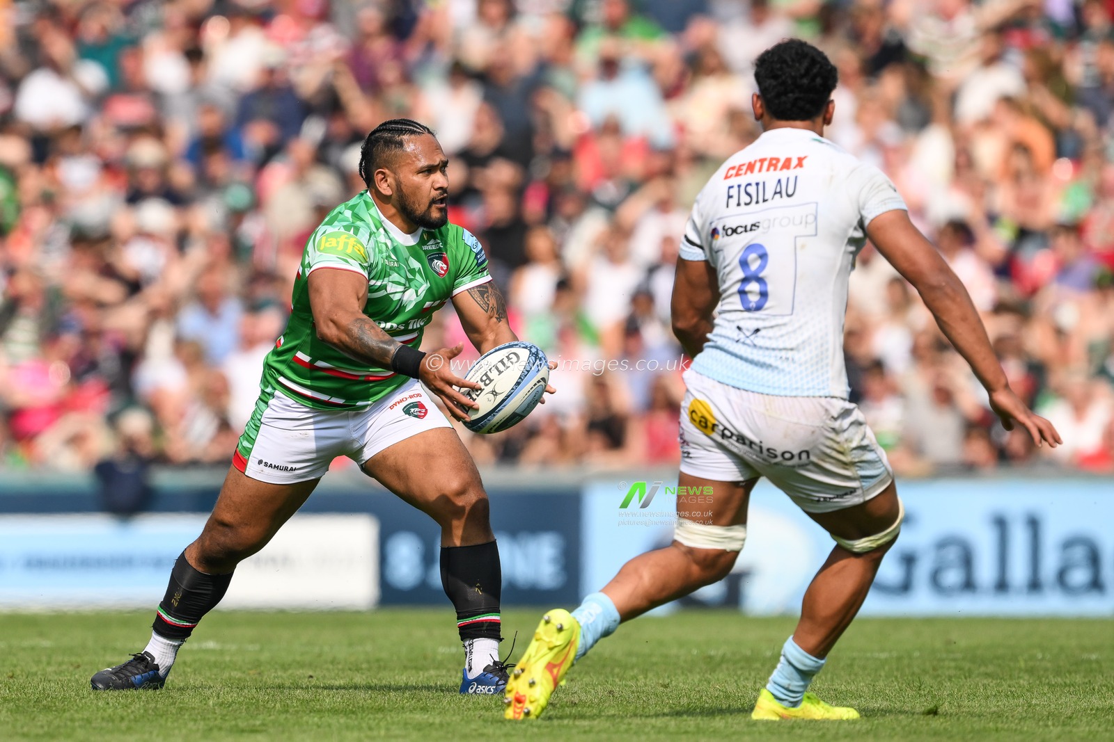 Solomone Kata of Leicester Tigers in action during the Gallagher Premiership match Leicester Tigers vs Exeter Chiefs at Mattioli Woods Welford Road, Leicester, United Kingdom, 18th May 2024

(Photo by Craig Thomas/News Images)