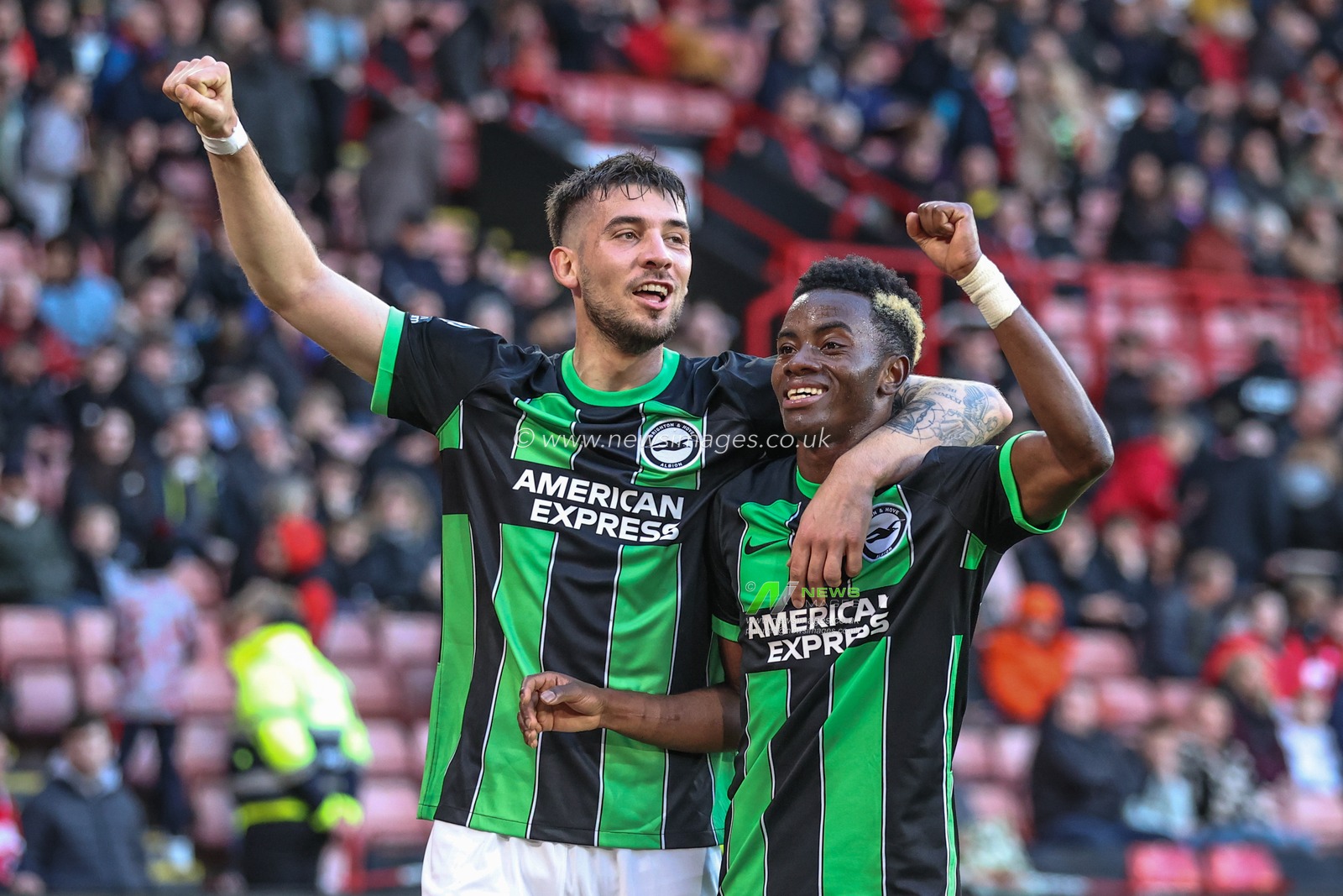 Simon Adingra of Brighton & Hove Albion celebrates his goal to make it 0-5 during the Premier League match Sheffield United vs Brighton and Hove Albion at Bramall Lane, Sheffield, United Kingdom, 18th February 2024

(Photo by Mark Cosgrove/News Images)
