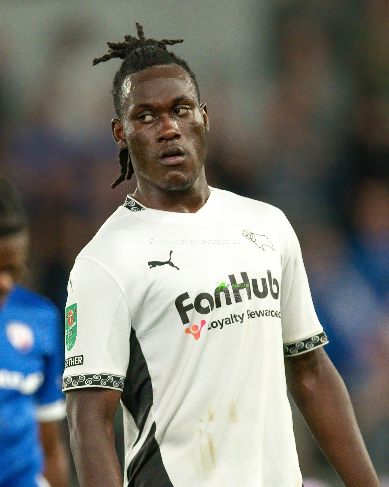 David OZOH, during the Carabao Cup match Derby County vs Chesterfield at Pride Park Stadium, Derby, United Kingdom, 13th August 2024

(Photo by Mark Dunn/News Images)