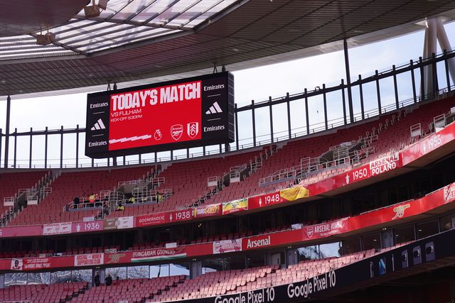 View of scoreboard at the emirates stadium ahead of the Premier League match Arsenal vs Fulham at Emirates, London, United Kingdom on 02 May 2026

(Photo by Harvey Murphy/News Images)