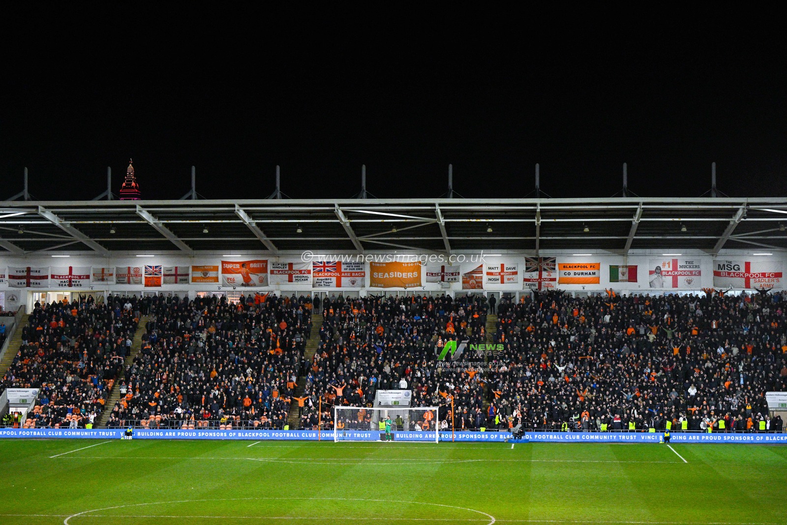 Blackpool fans watch on, during the Bristol Street Motors Trophy Semi-Final match Blackpool vs Peterborough United at Bloomfield Road, Blackpool, United Kingdom, 20th February 2024

(Photo by Cody Froggatt/News Images)