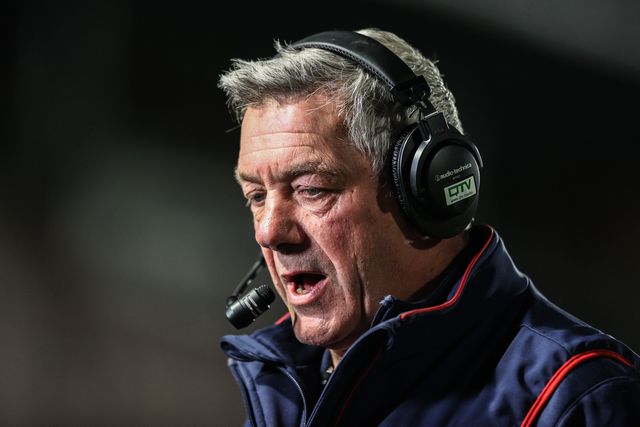 Daryl Powell Head Coach of Wakefield Trinity is interviewed after the game during the Betfred Super League Round 8 match Wakefield Trinity vs Castleford Tigers at DIY Kitchens Stadium, Wakefield, United Kingdom, 17th April 2025

(Photo by Alfie Cosgrove/News Images)