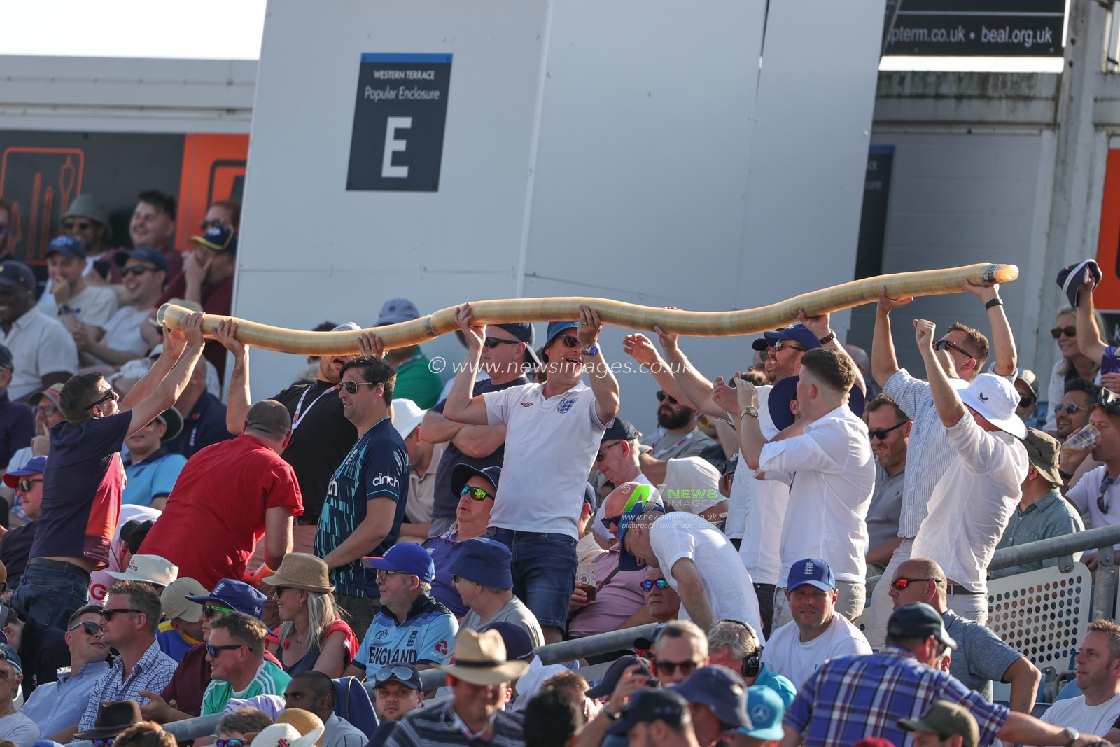 Englands Barmy Army with a snake of drinking cups during the LV= Insurance Ashes Third Test Series Day 2 England v Australia at Headingley Stadium, Leeds, United Kingdom, 7th July 2023

(Photo by Mark Cosgrove/News Images)