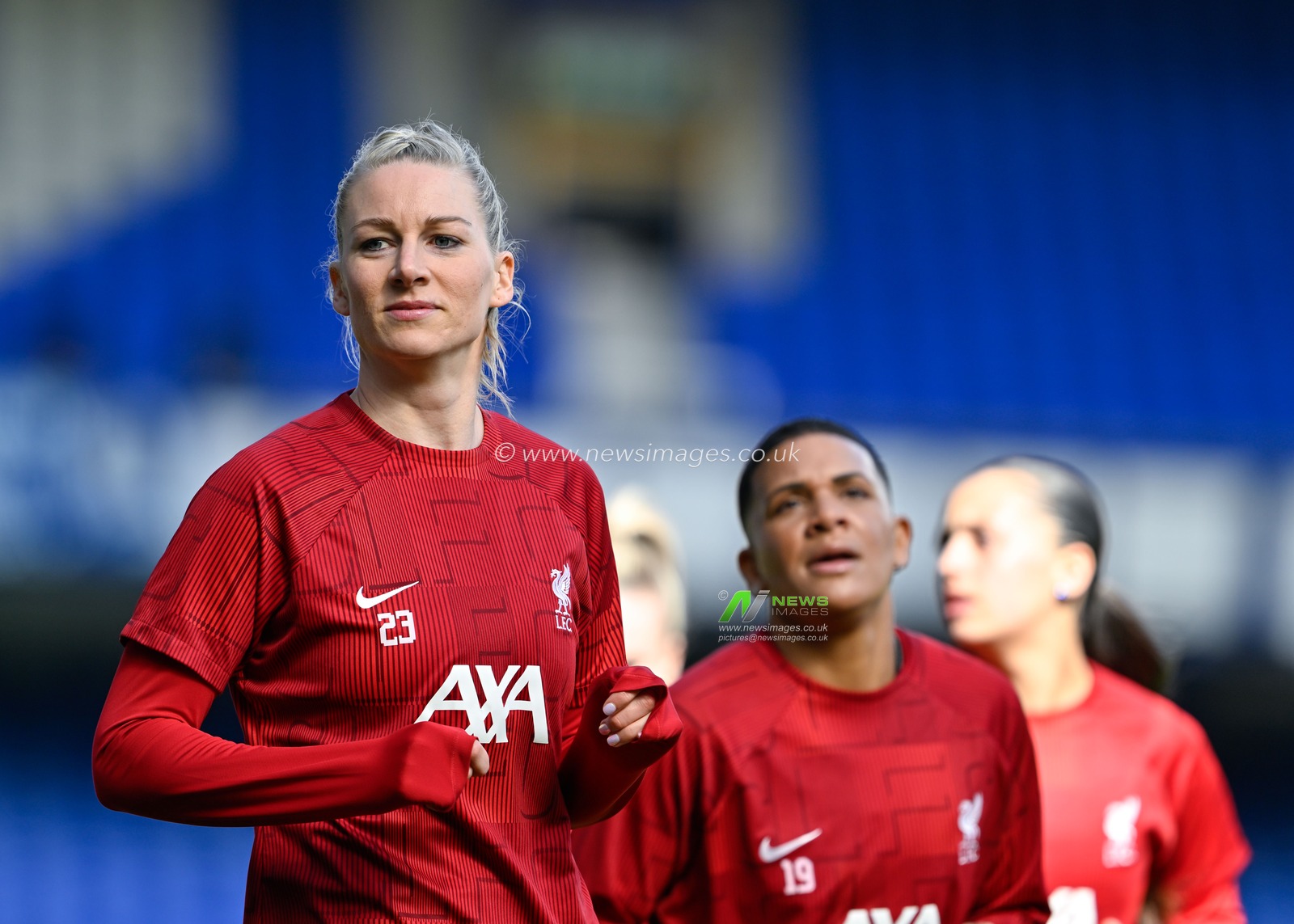 Gemma Bonner of Liverpool Women warms up ahead of the match, during The FA Women's Super League match Everton Women vs Liverpool Women at Goodison Park, Liverpool, United Kingdom, 24th March 2024

(Photo by Cody Froggatt/News Images)