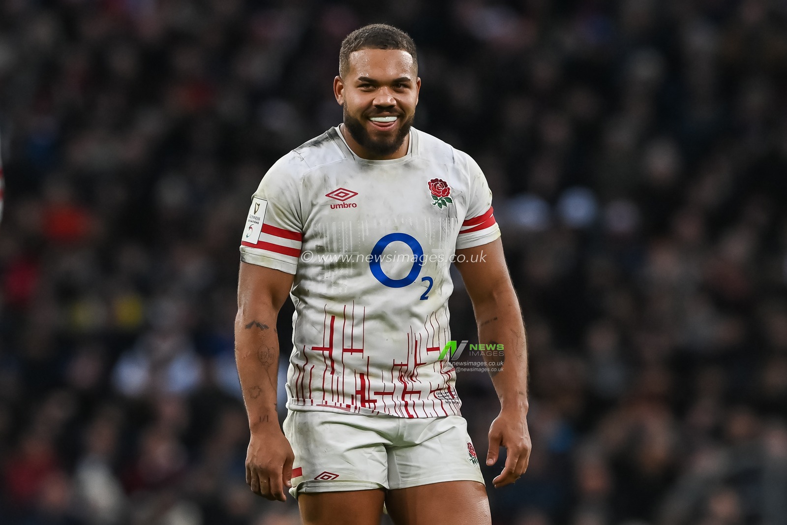 Ollie Lawrence of England is all smiles during the 2023 Guinness 6 Nations match England vs Italy at Twickenham Stadium, Twickenham, United Kingdom, 12th February 2023

(Photo by Craig Thomas/News Images)