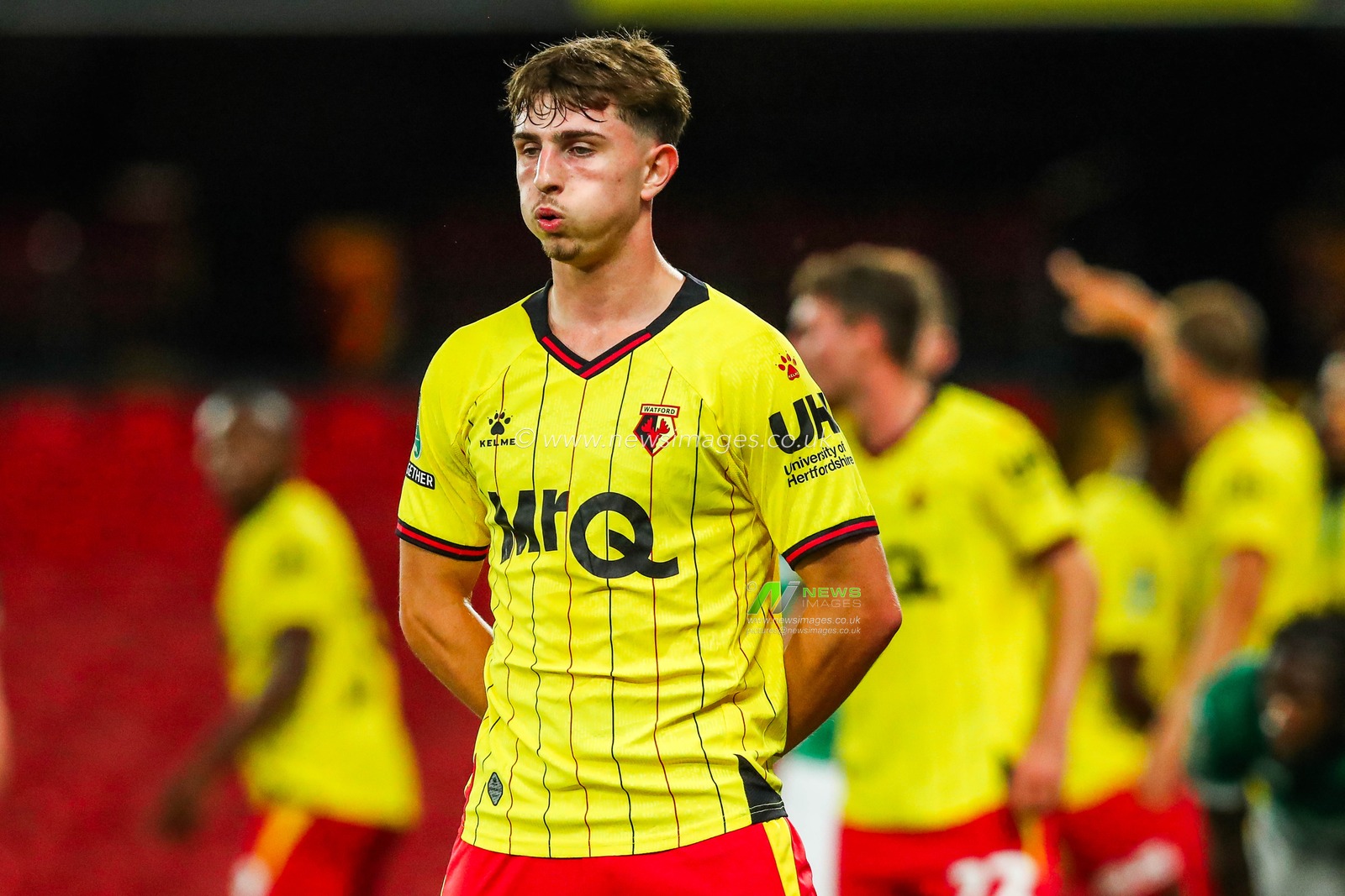 Rocco Vata of Watford reacts during the Carabao Cup match Watford vs Plymouth Argyle at Vicarage Road, Watford, United Kingdom, 27th August 2024

(Photo by Izzy Poles/News Images)